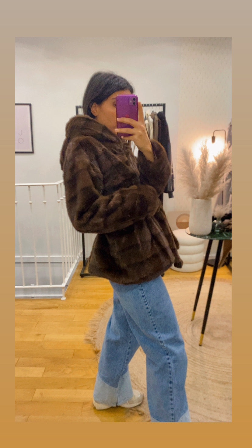 Manteau « Erine » fausse fourrure marron