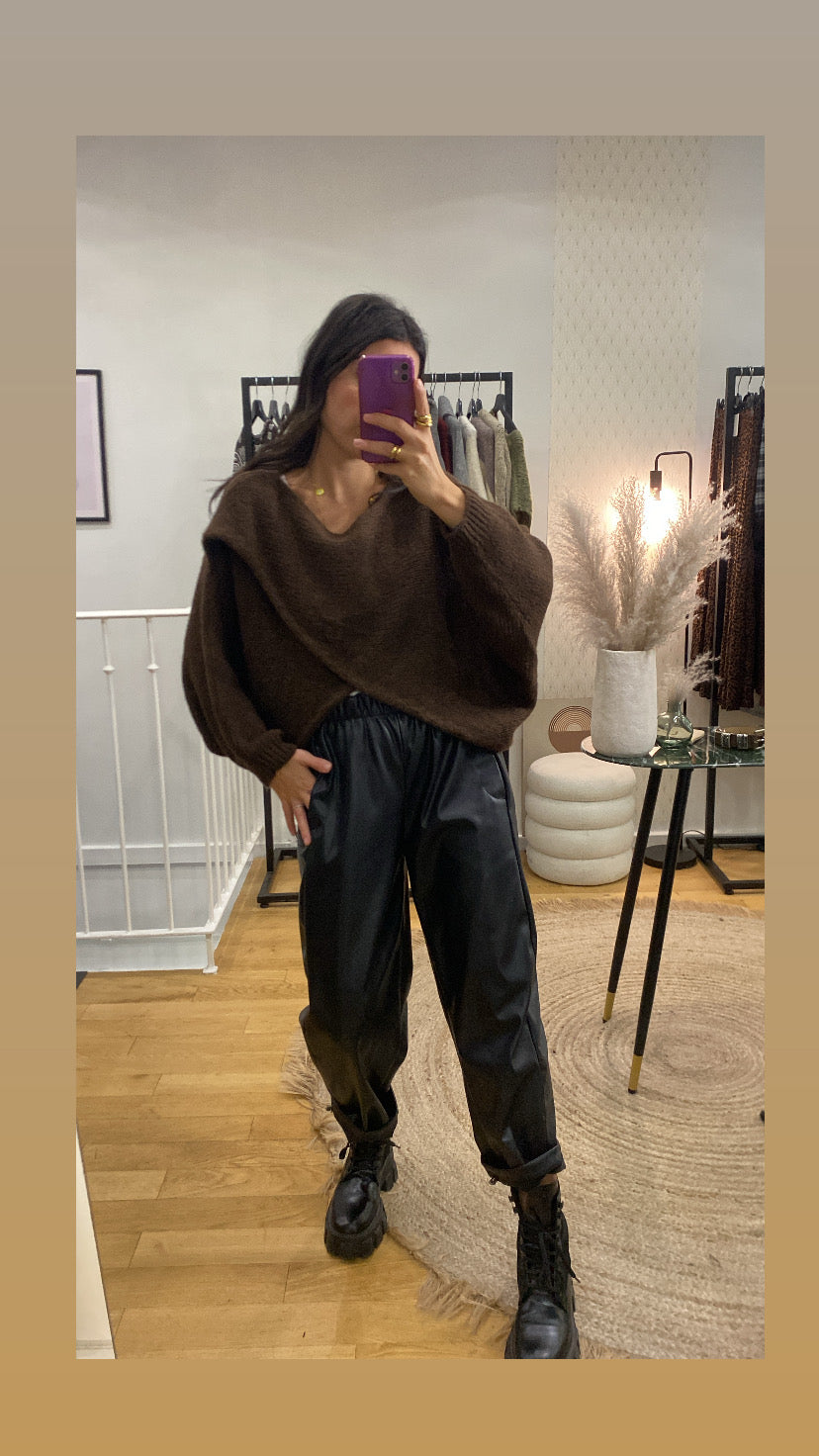 Pull croisé « Alma » marron