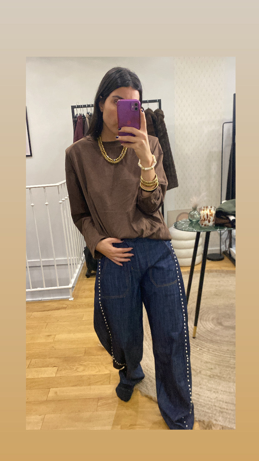 T-shirt épaulette marron