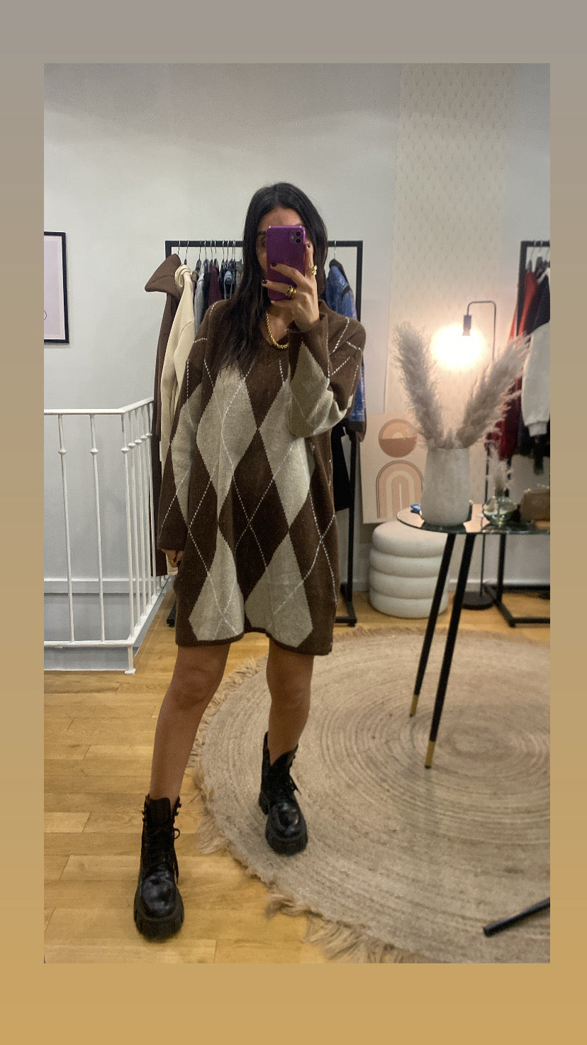Robe pull « Éden » marron