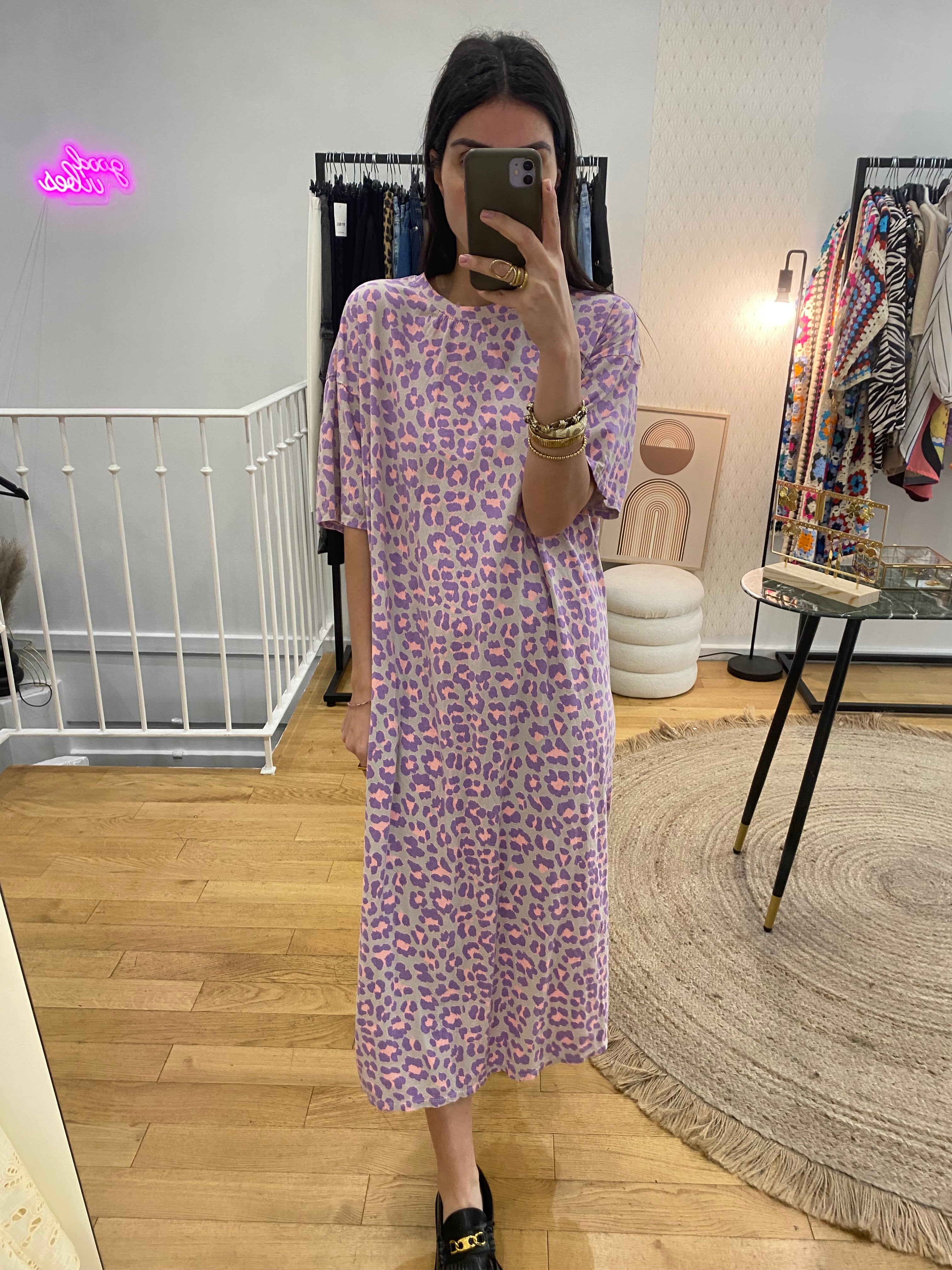 Robe « Margaux » leopard violet