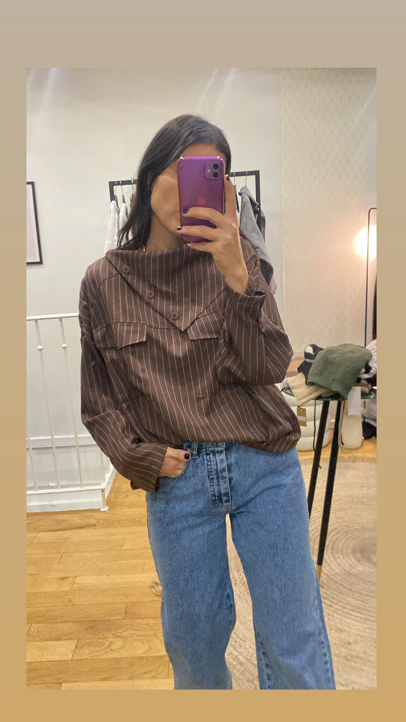 Top « Sinaï » rayé marron