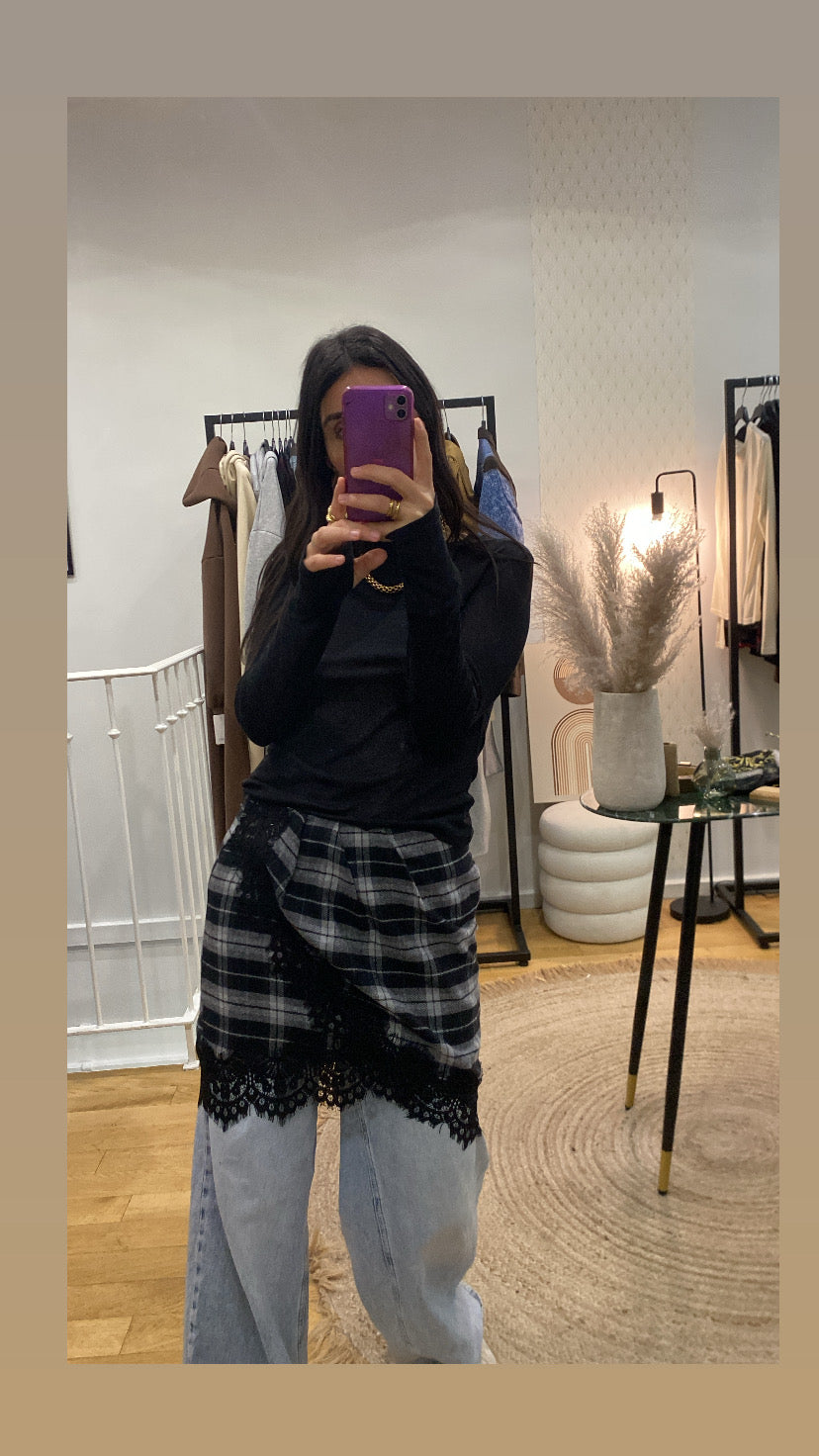 Sur jupe « Noa » carreaux noir