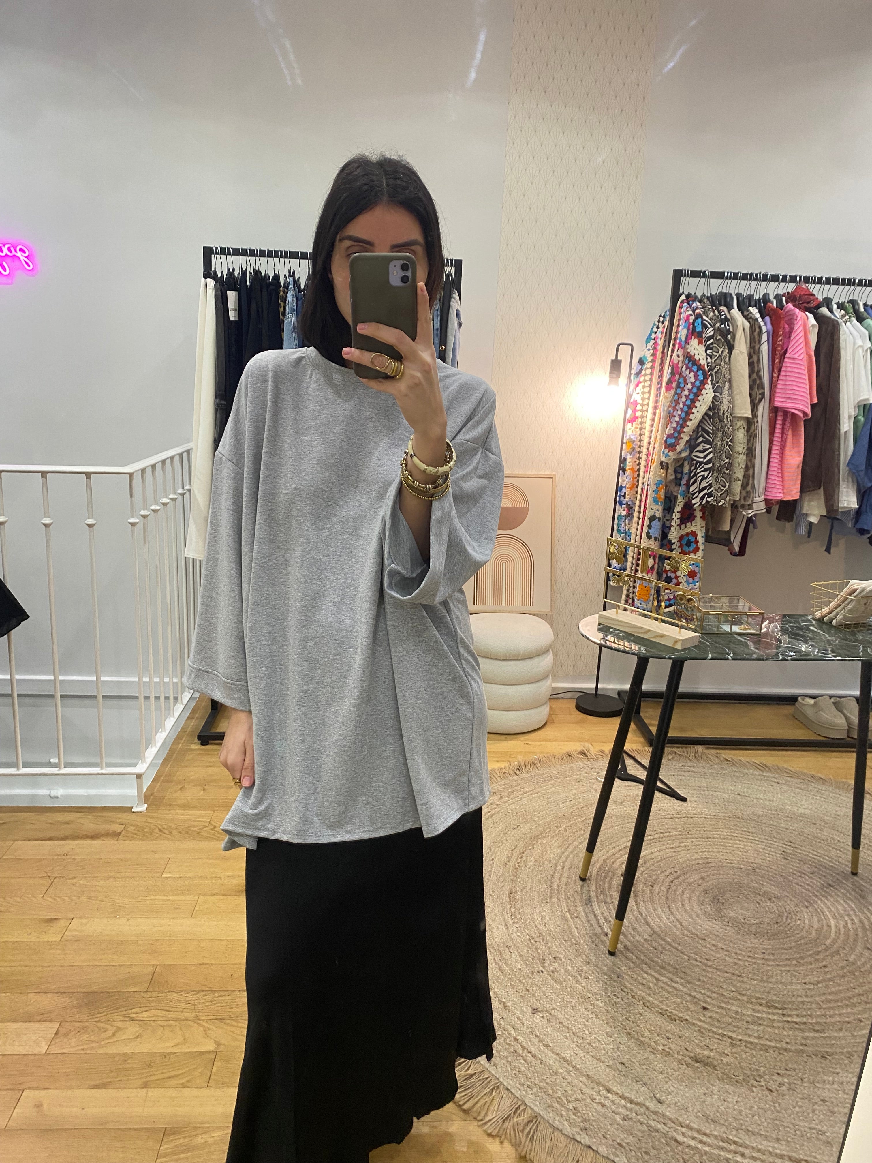 T-shirt manche 3/4 gris