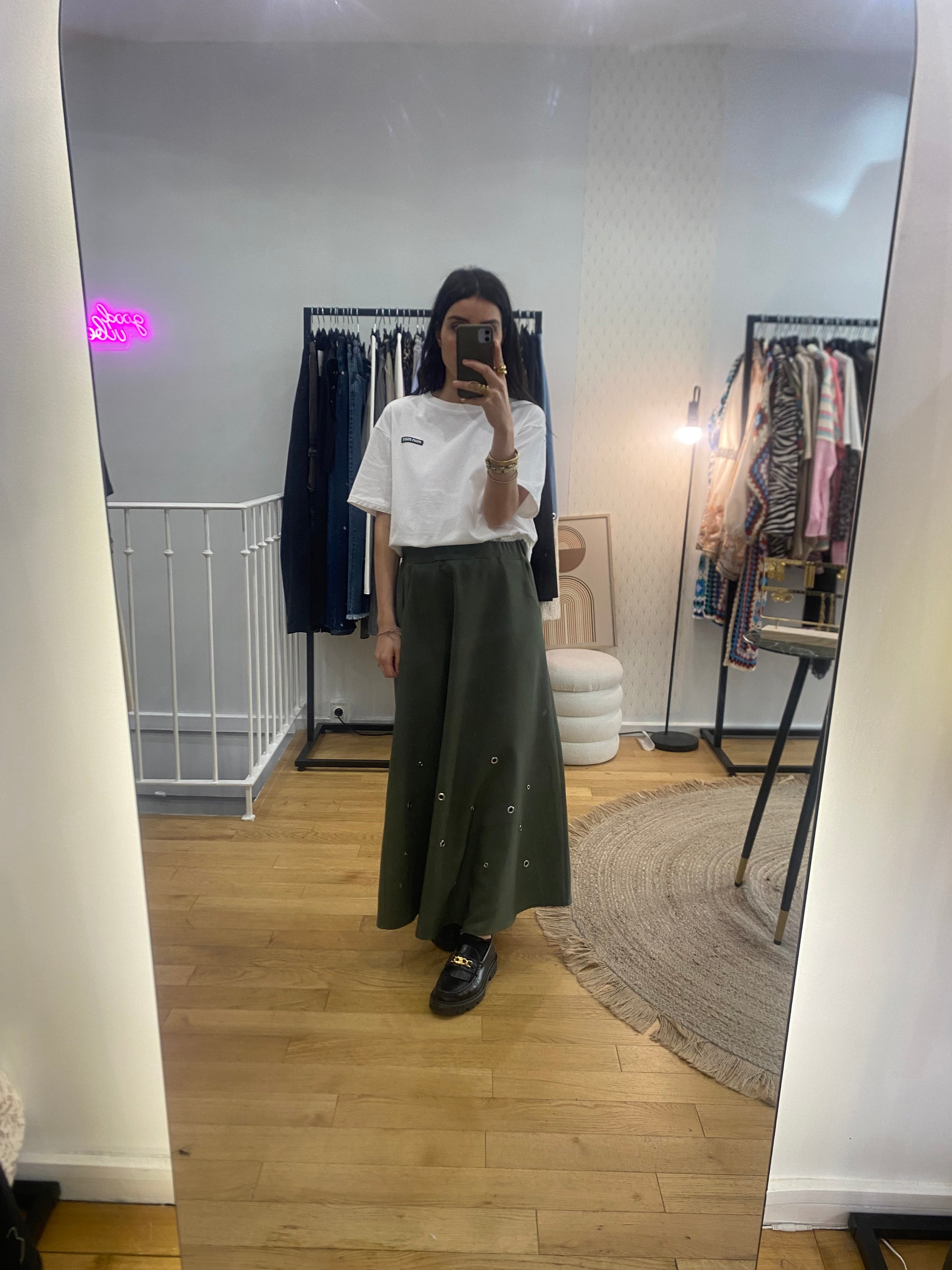Jupe œillet « Emma » kaki