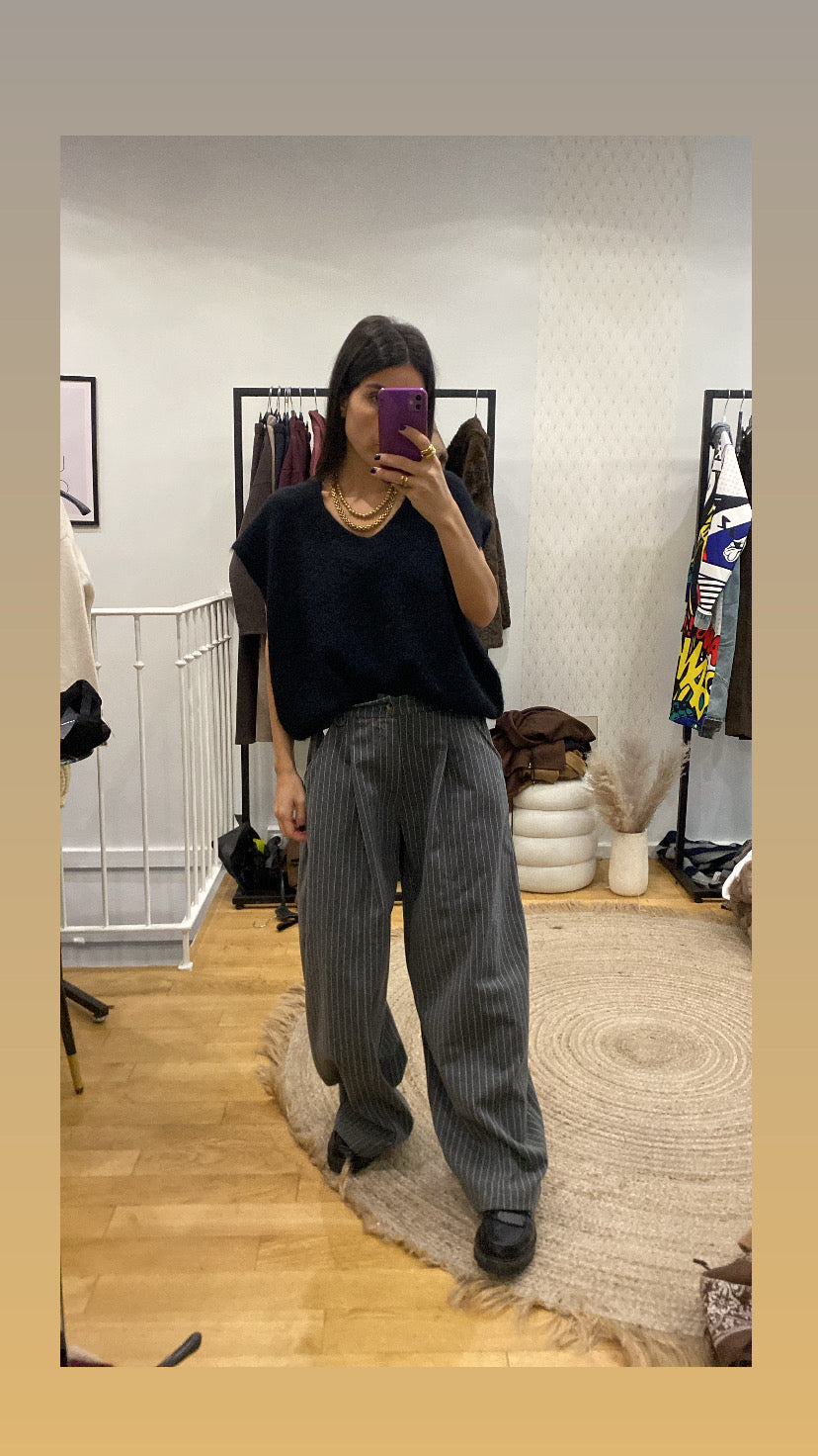 Pantalon « Loulou » rayé gris