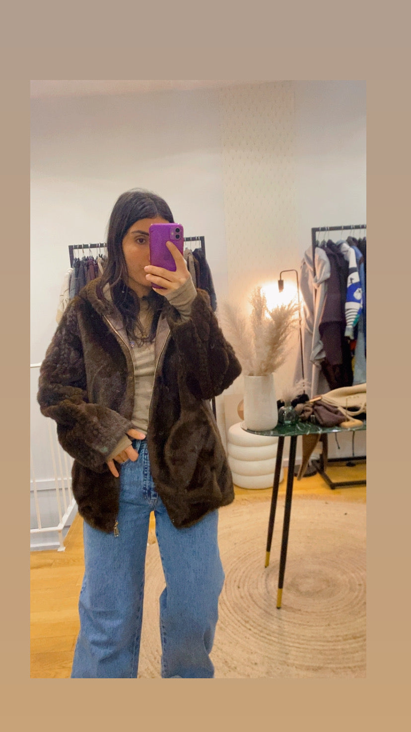 Veste « Mila » fausse fourrure marron