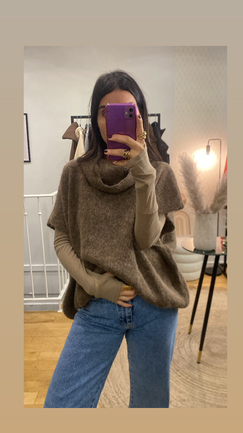 Top mitaine « Carole » taupe