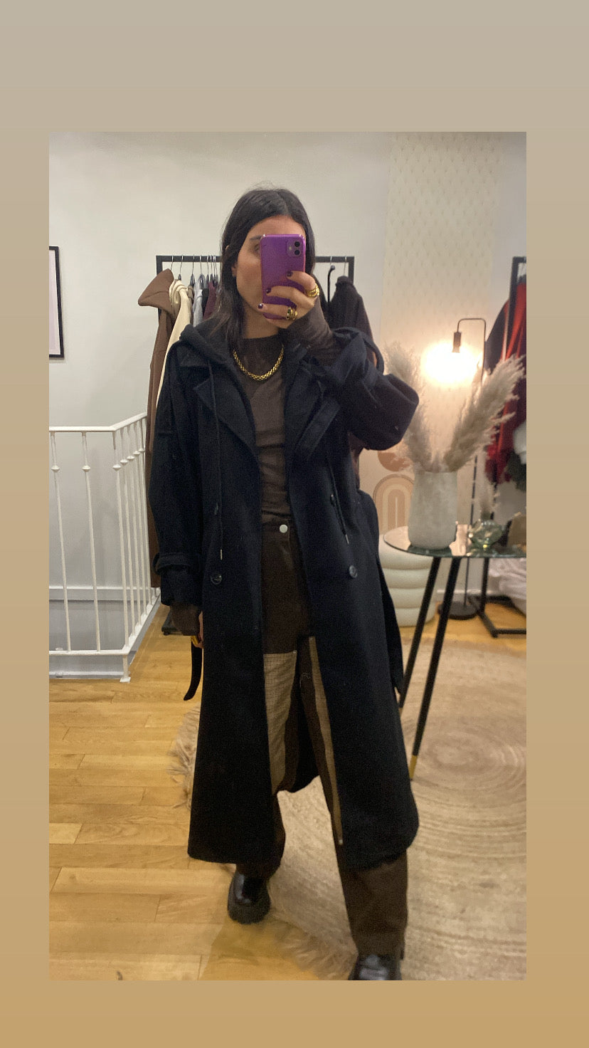 Manteau « Caro » capuche noir