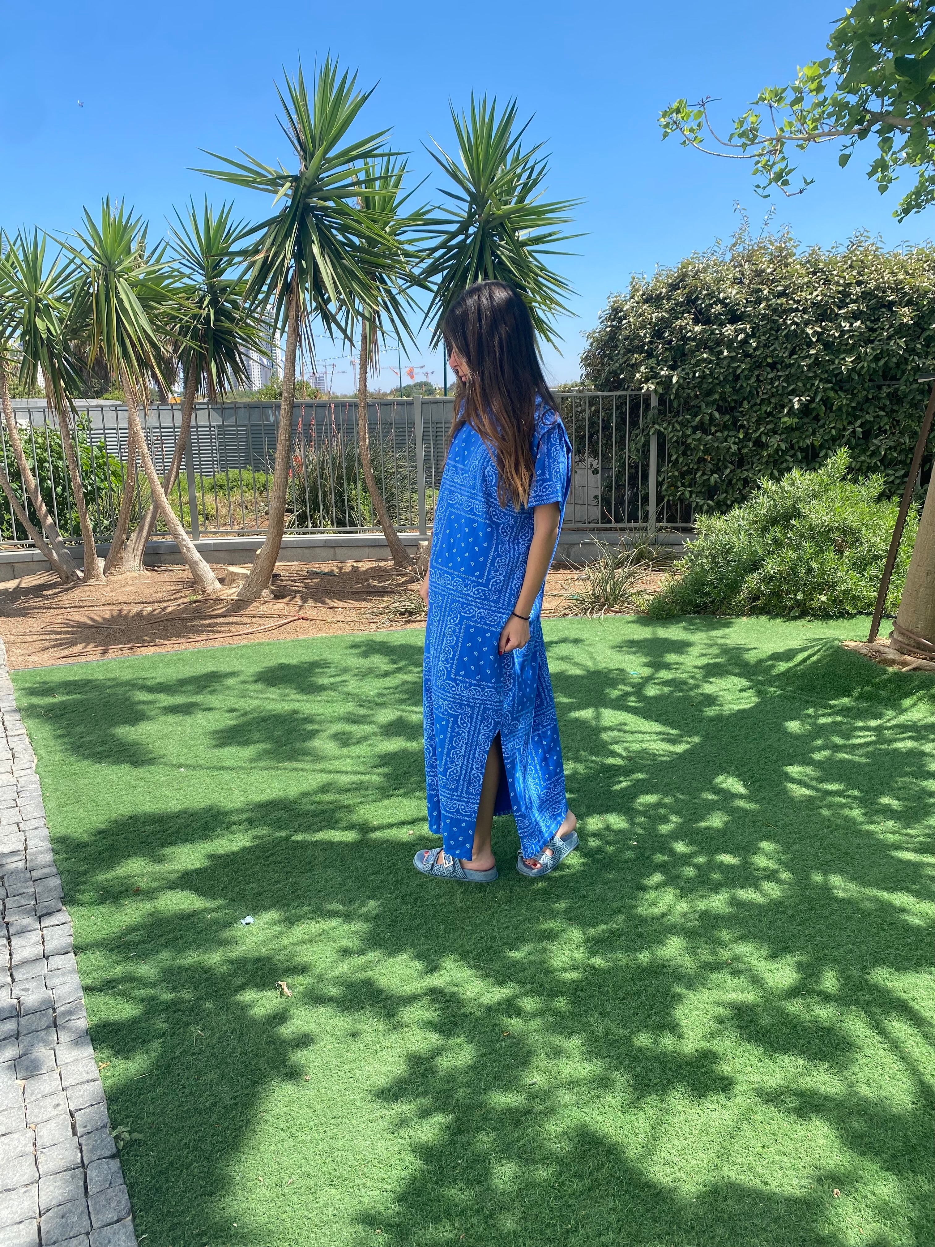 Robe « Scarlett » bandana bleu