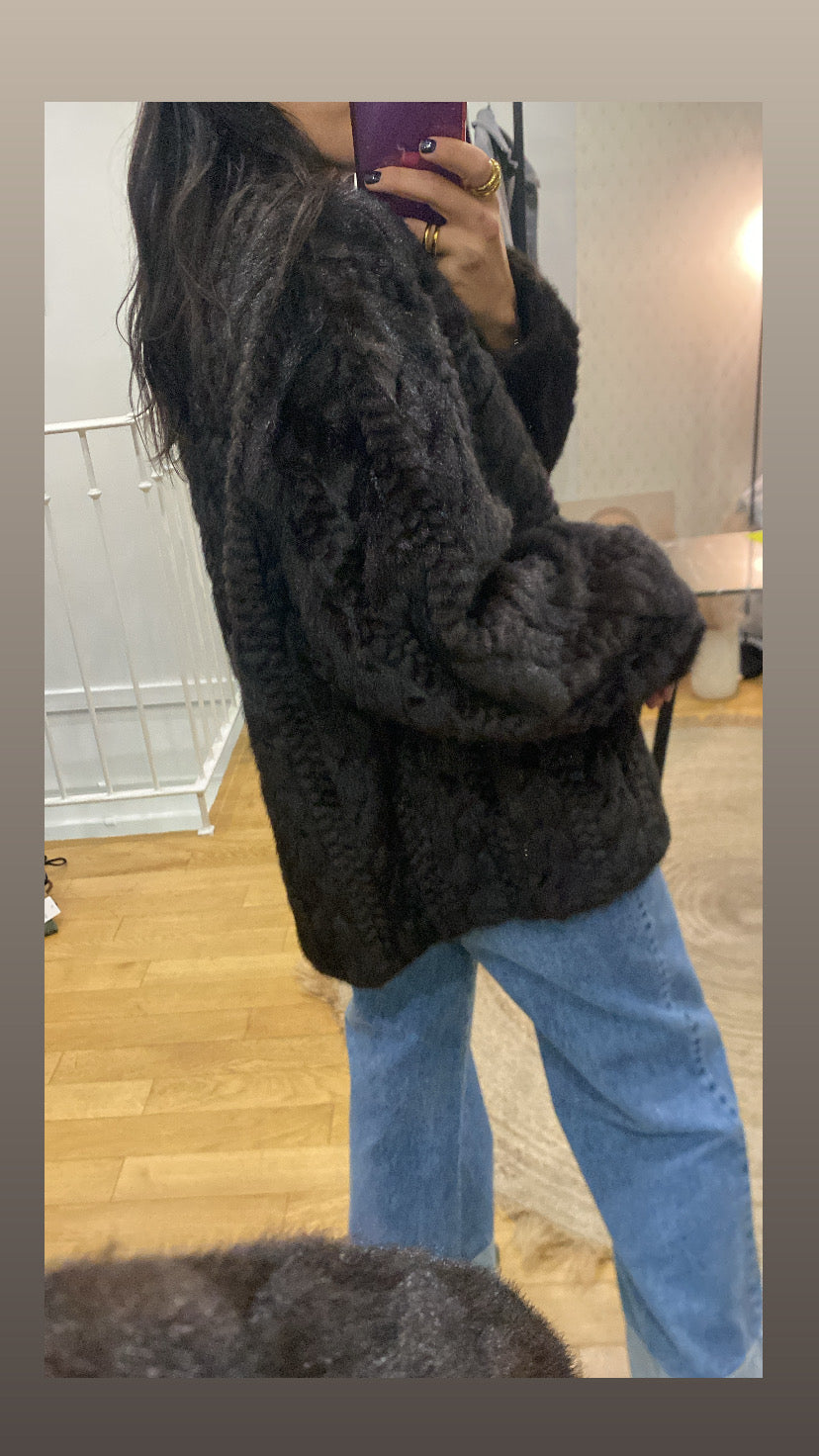 Veste « Bella » fausse fourrure marron foncé