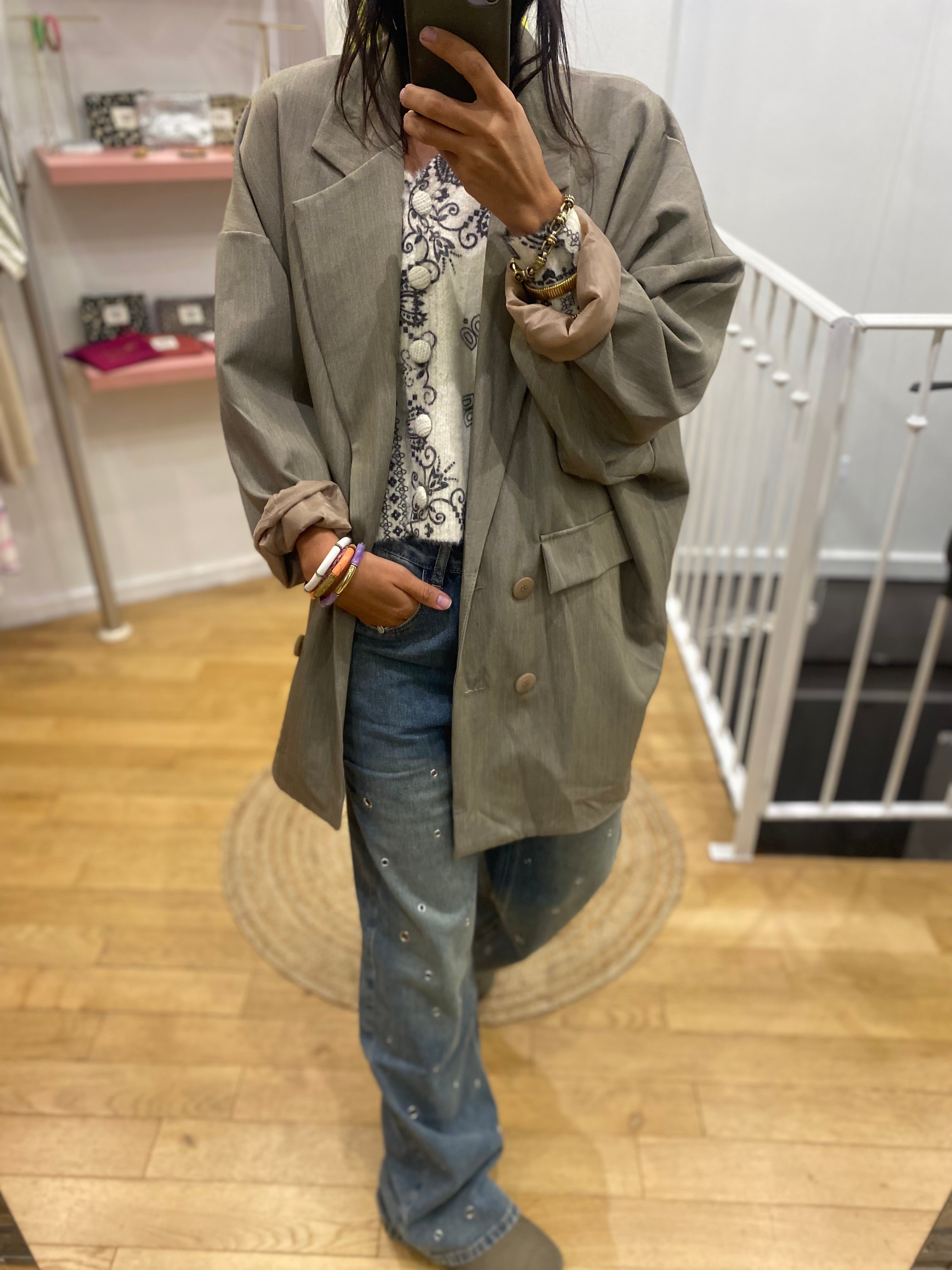 Veste loose « Charlie » taupe