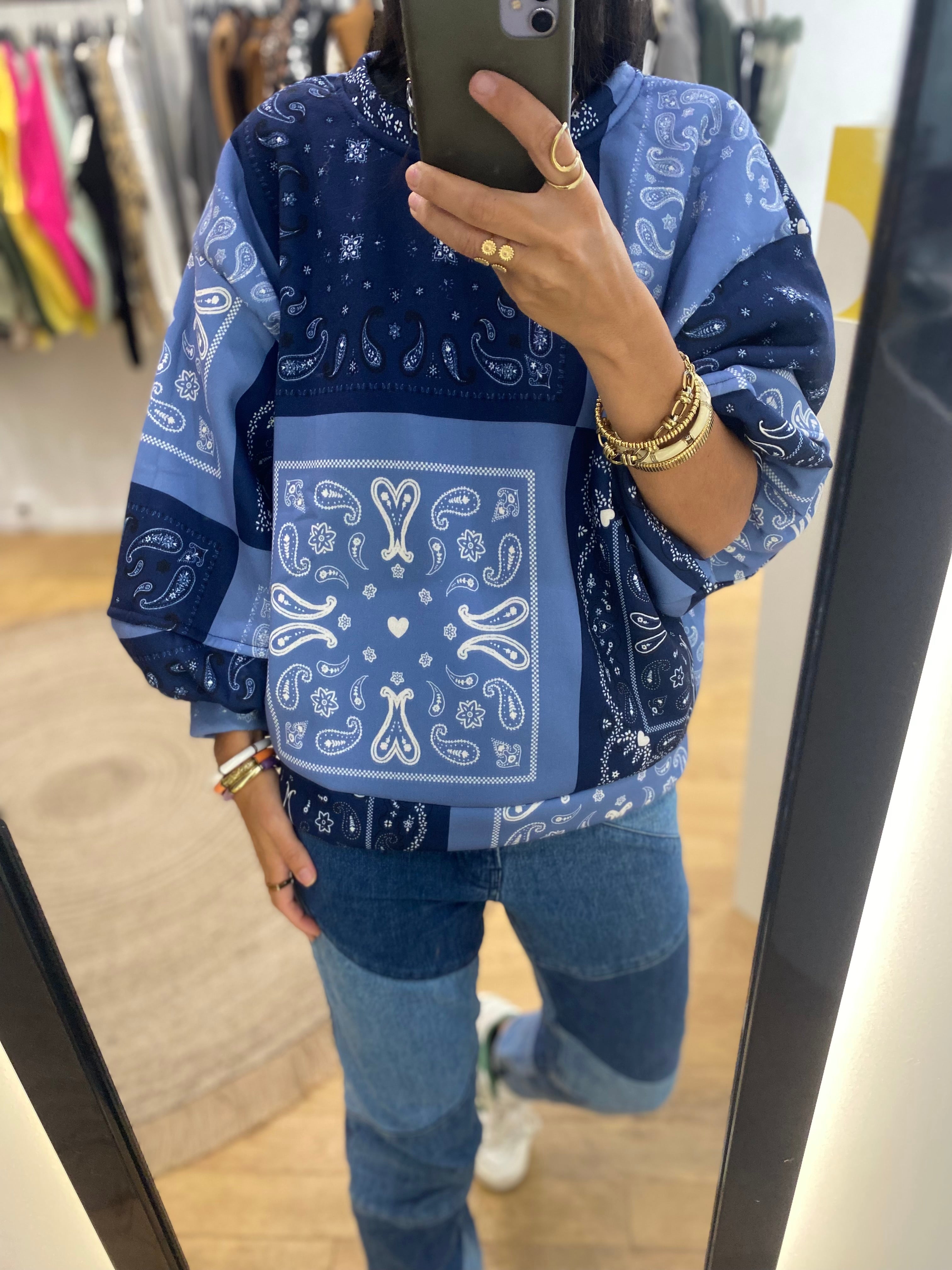 Pull « Margaux » leopard bleu