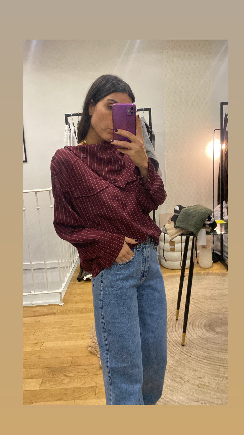 Top « Sinaï » rayé bordeaux