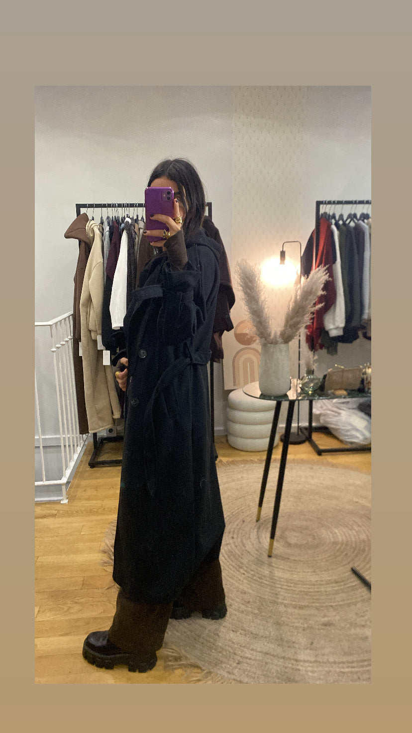 Manteau « Caro » capuche noir