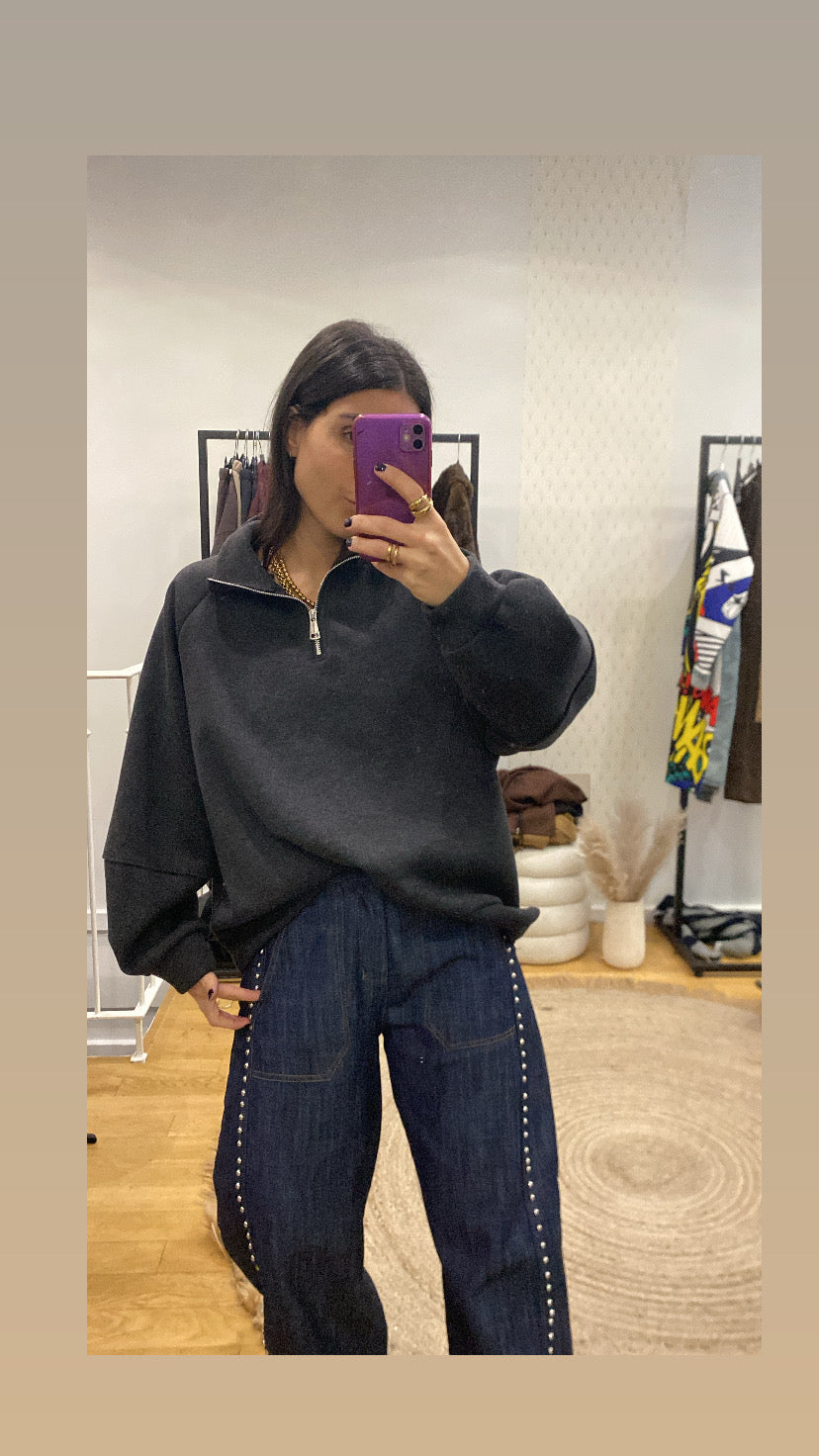 Pull « camionneur » gris/noir