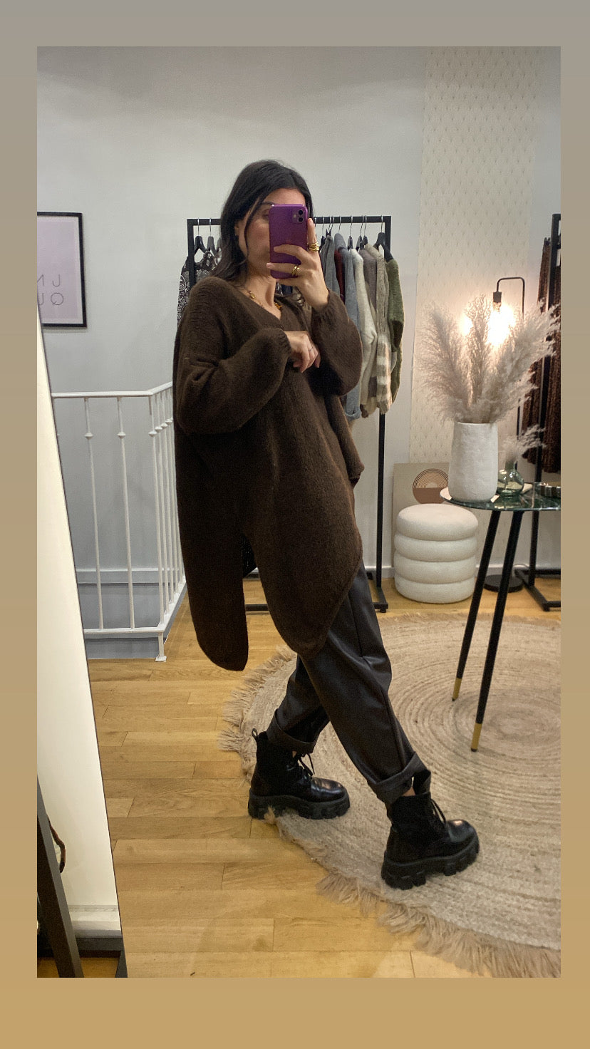 Pull « Sima » asymétrique marron