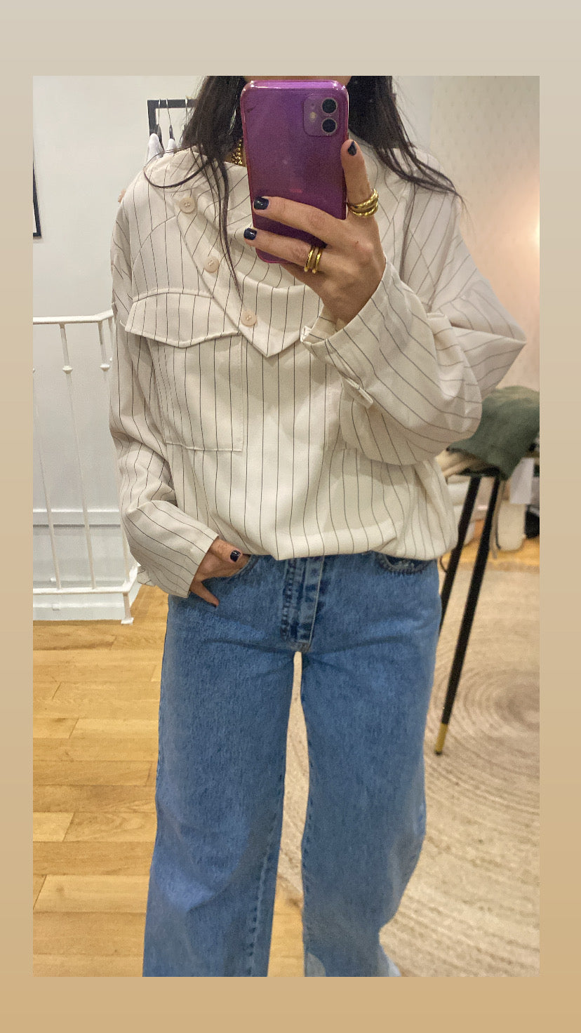 Top « Sinaï » rayé ecrue