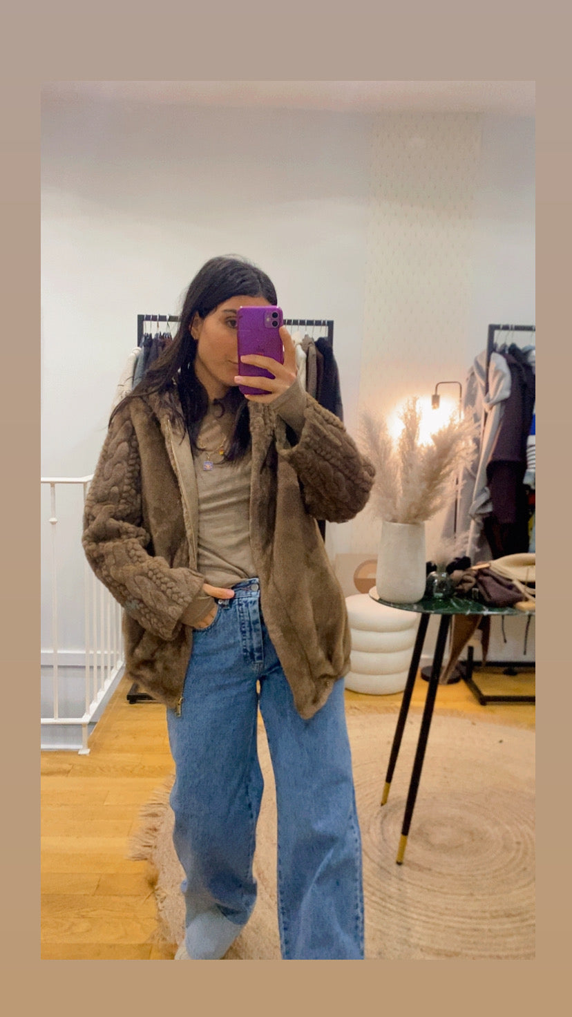 Veste « Milla » fausse fourrure camel