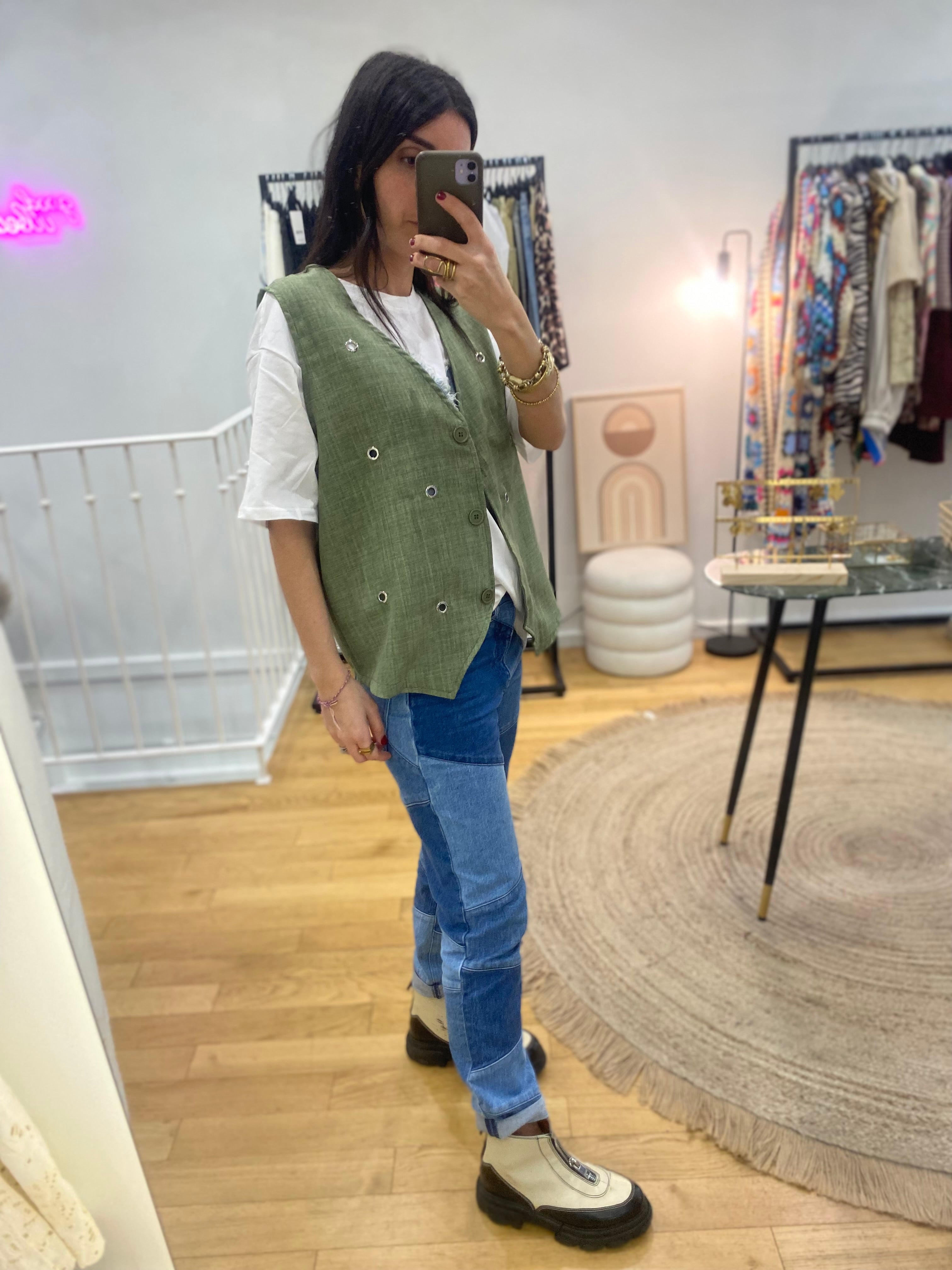 Veste œillet « Perla » kaki