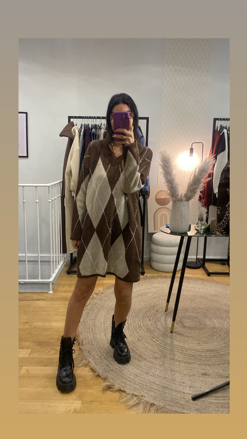 Robe pull « Éden » marron