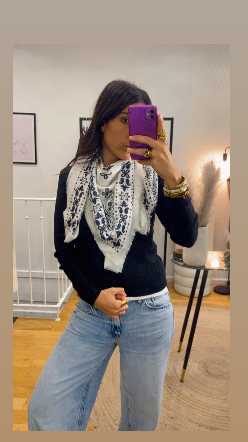 Foulard bandana écru
