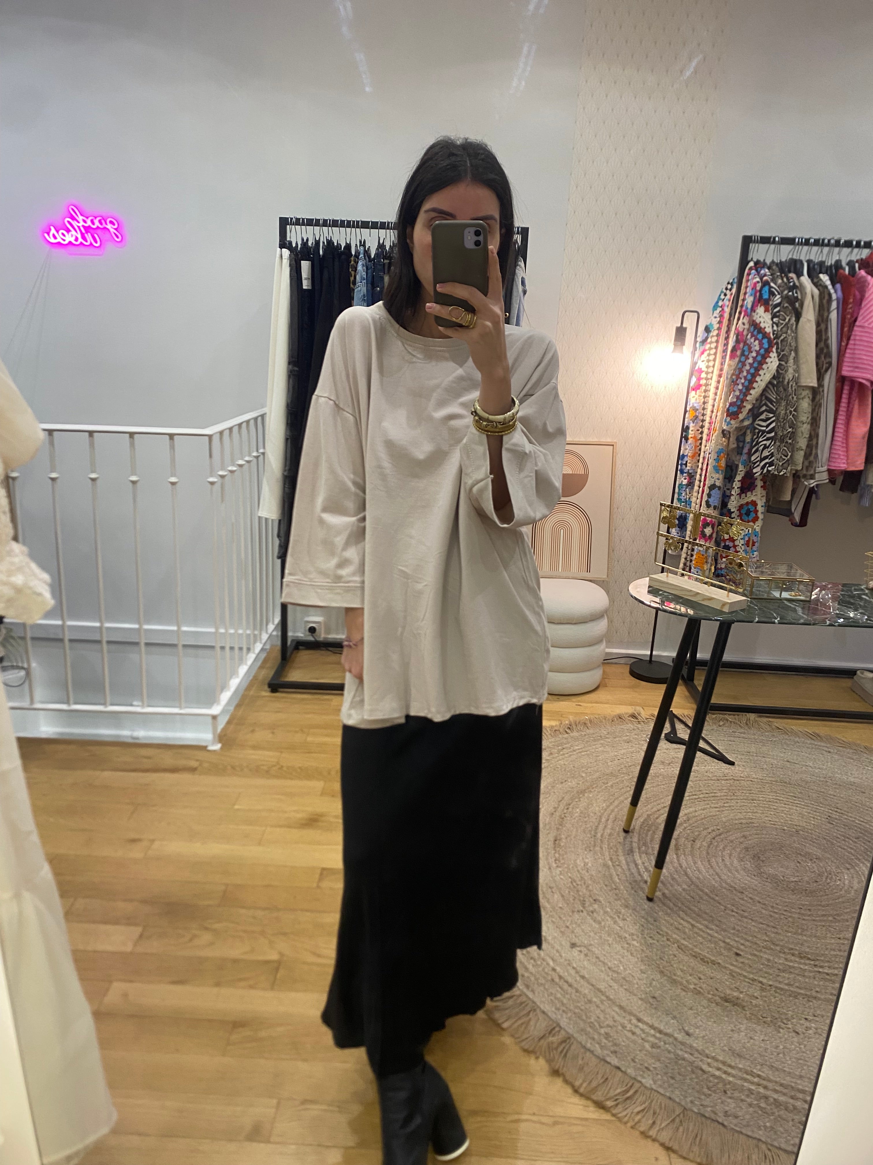 T-shirt manche 3/4 beige