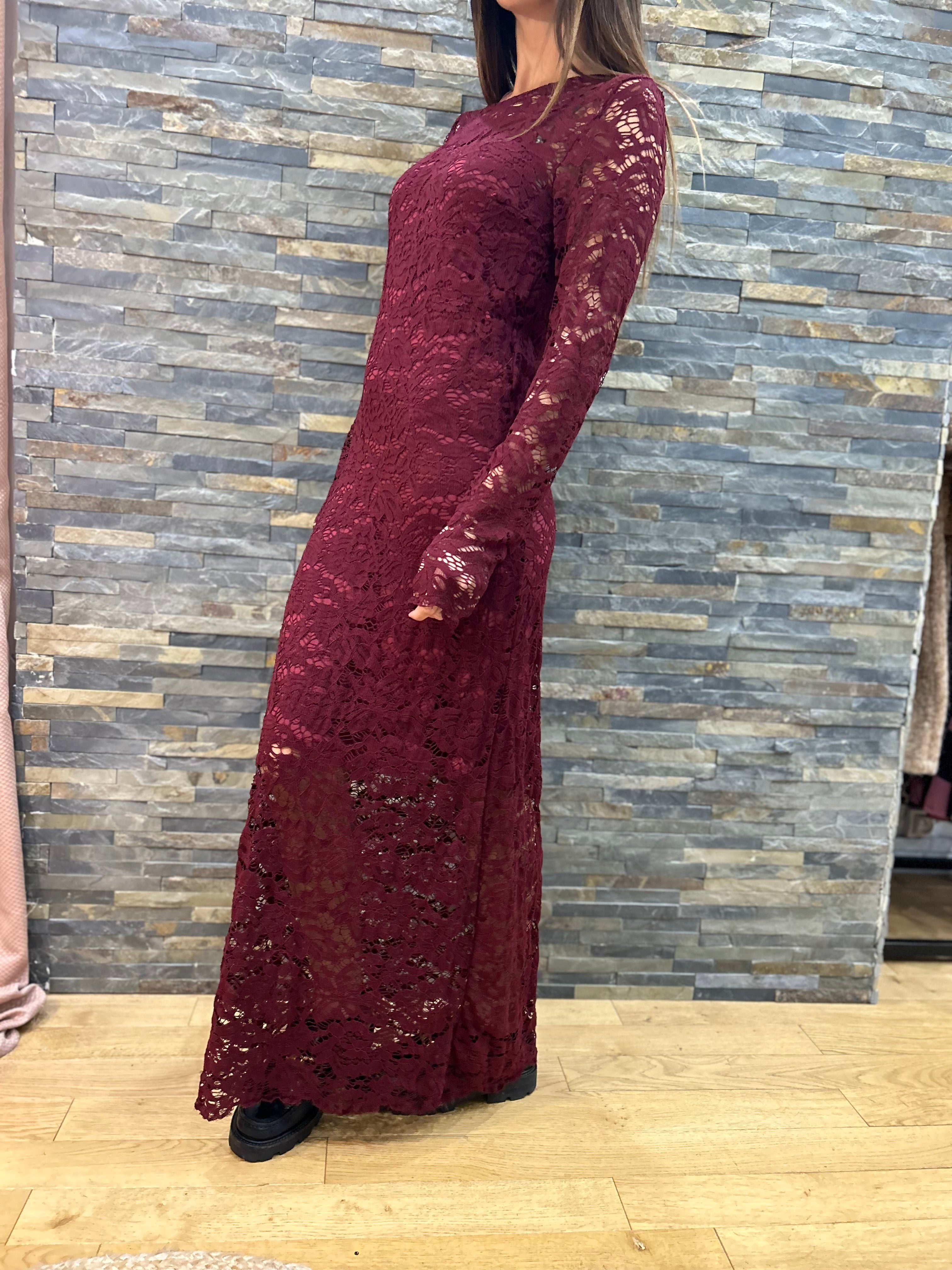 Robe « Tal » dentelle bordeaux