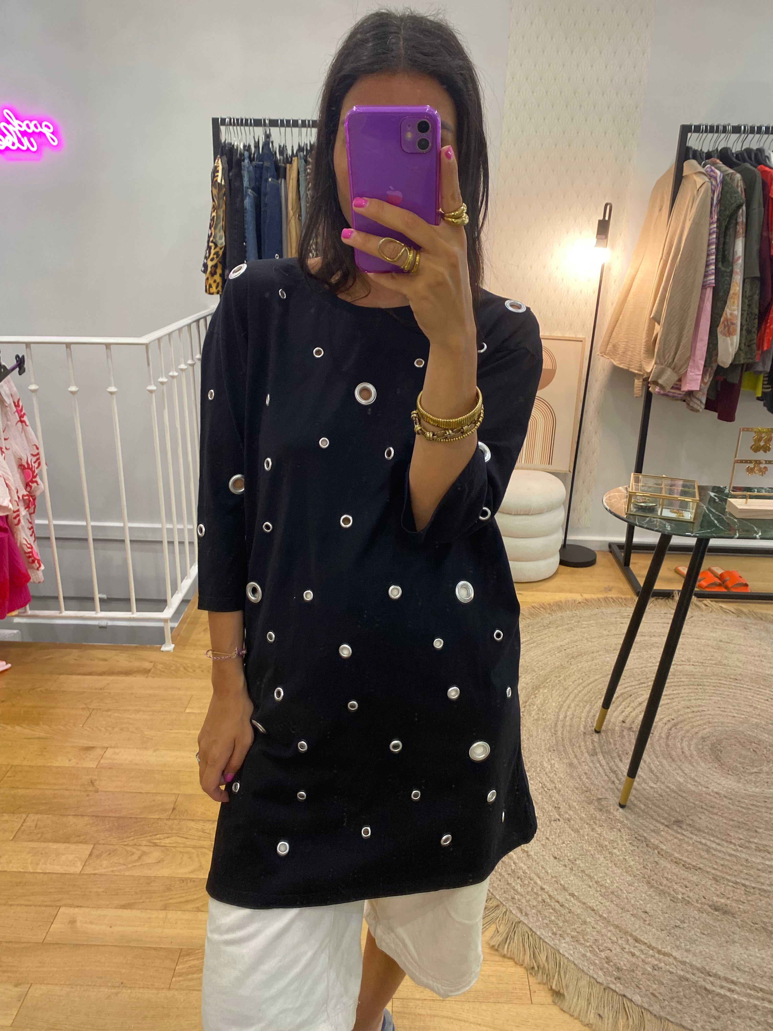 Robe T-shirt « joey » oeillet noir