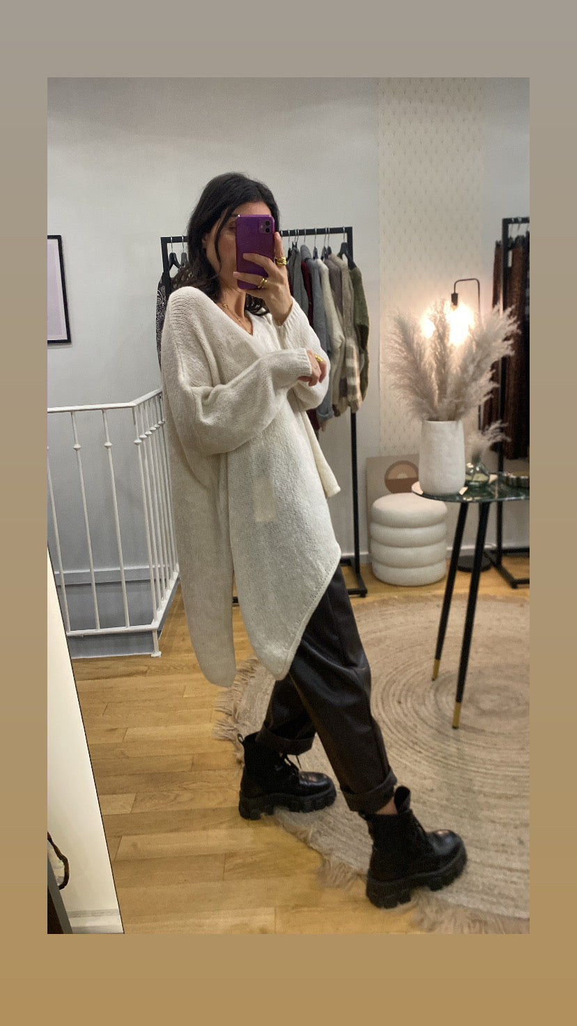 Pull « sima » asymétrique écru