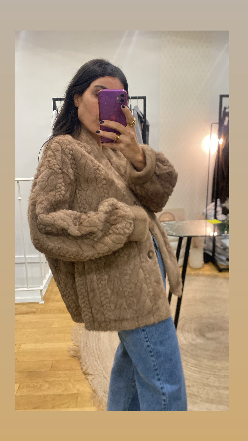 Veste « Bella » fausse fourrure camel