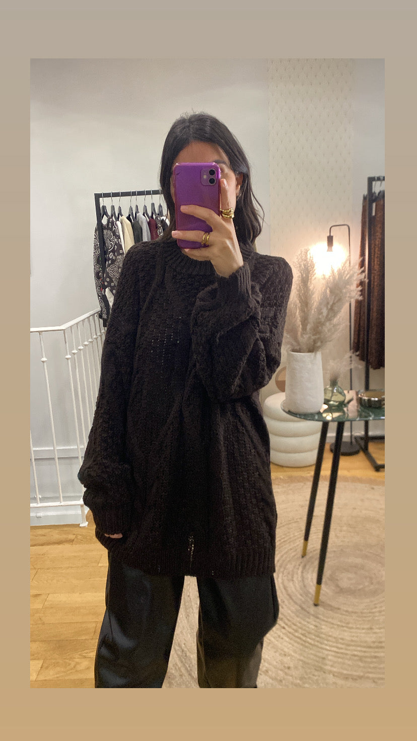 Pull torsadé « Daniela » marron