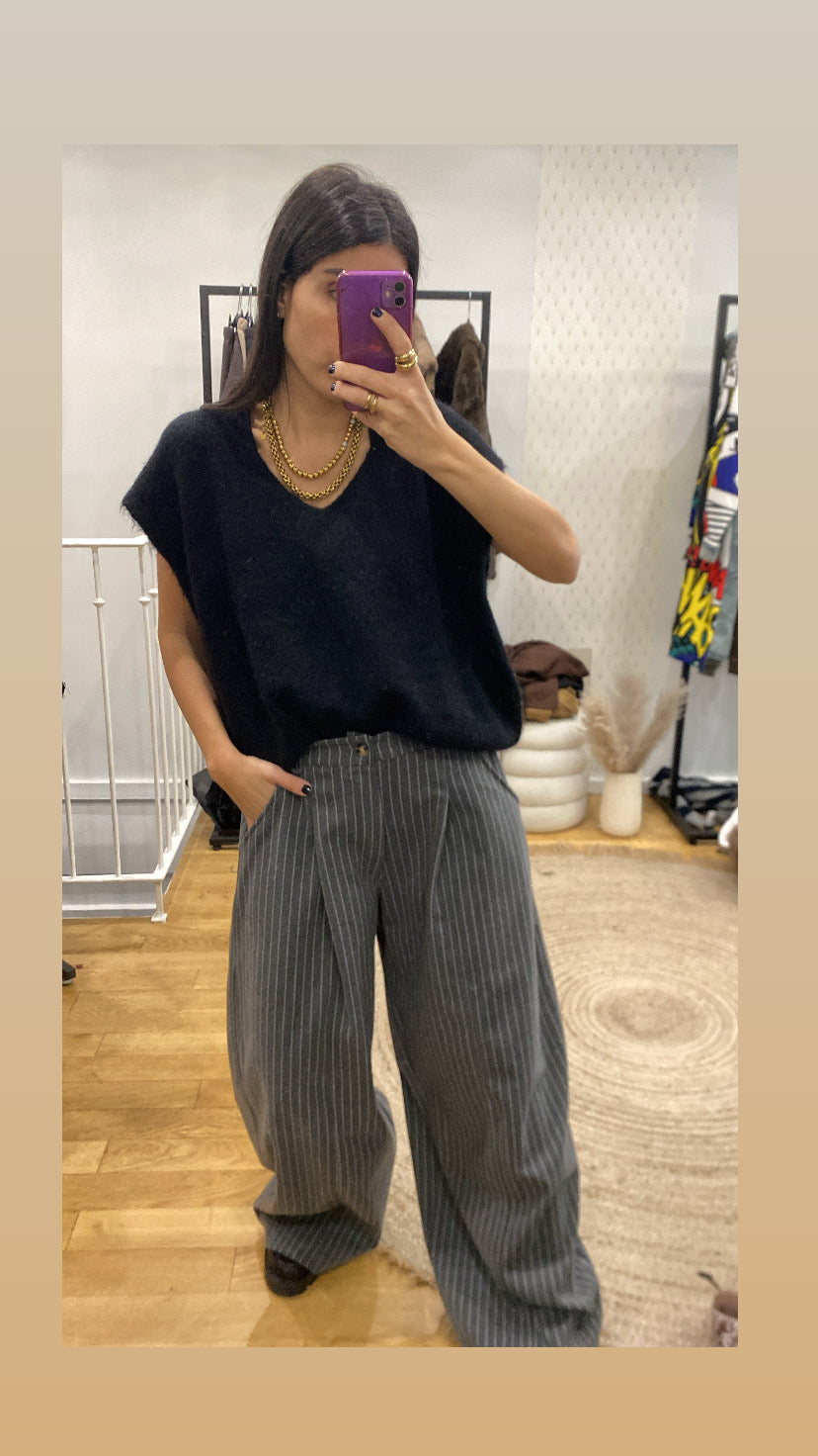 Pantalon « Loulou » rayé gris