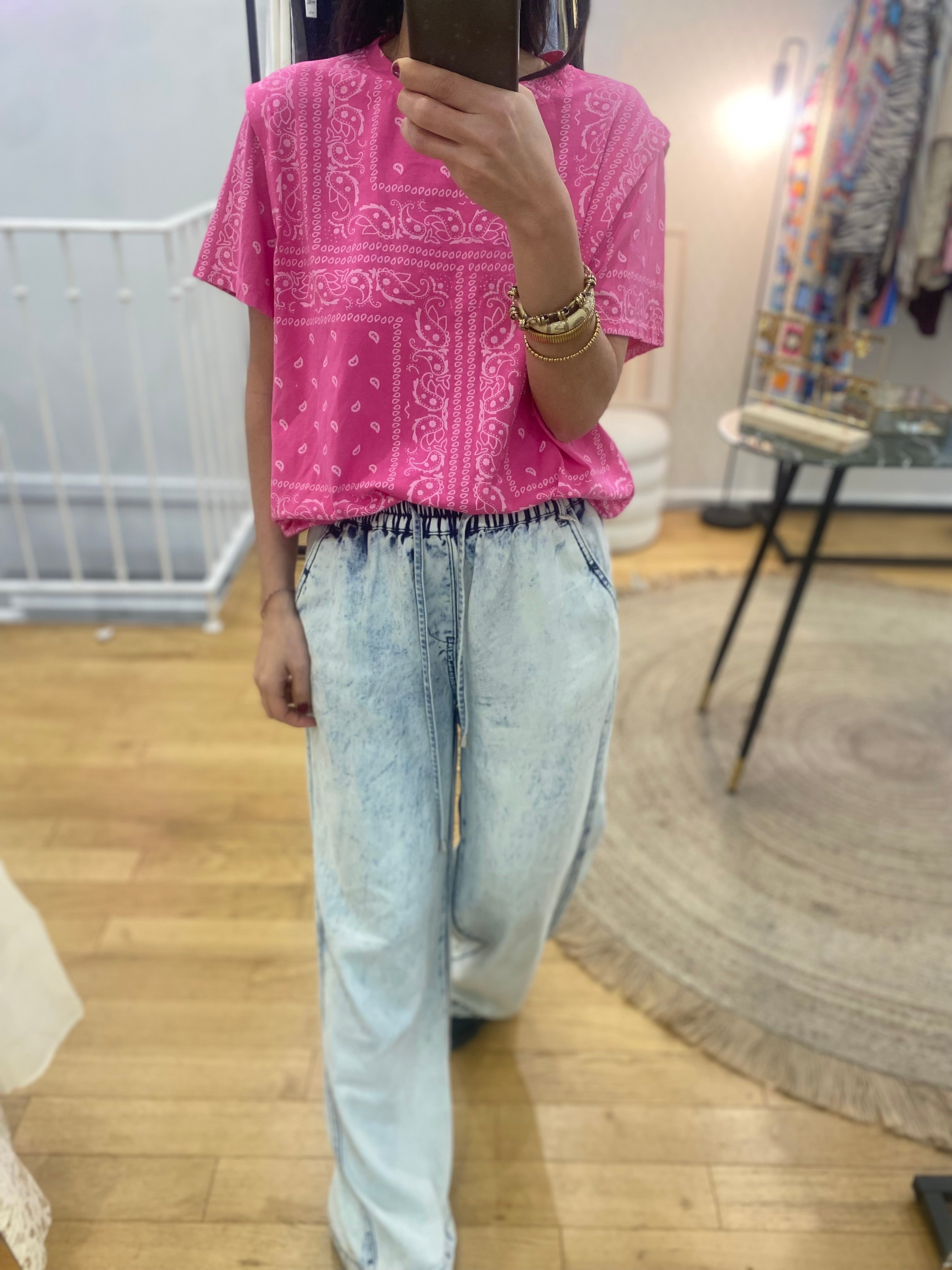 T-shirt « camille » bandana rose