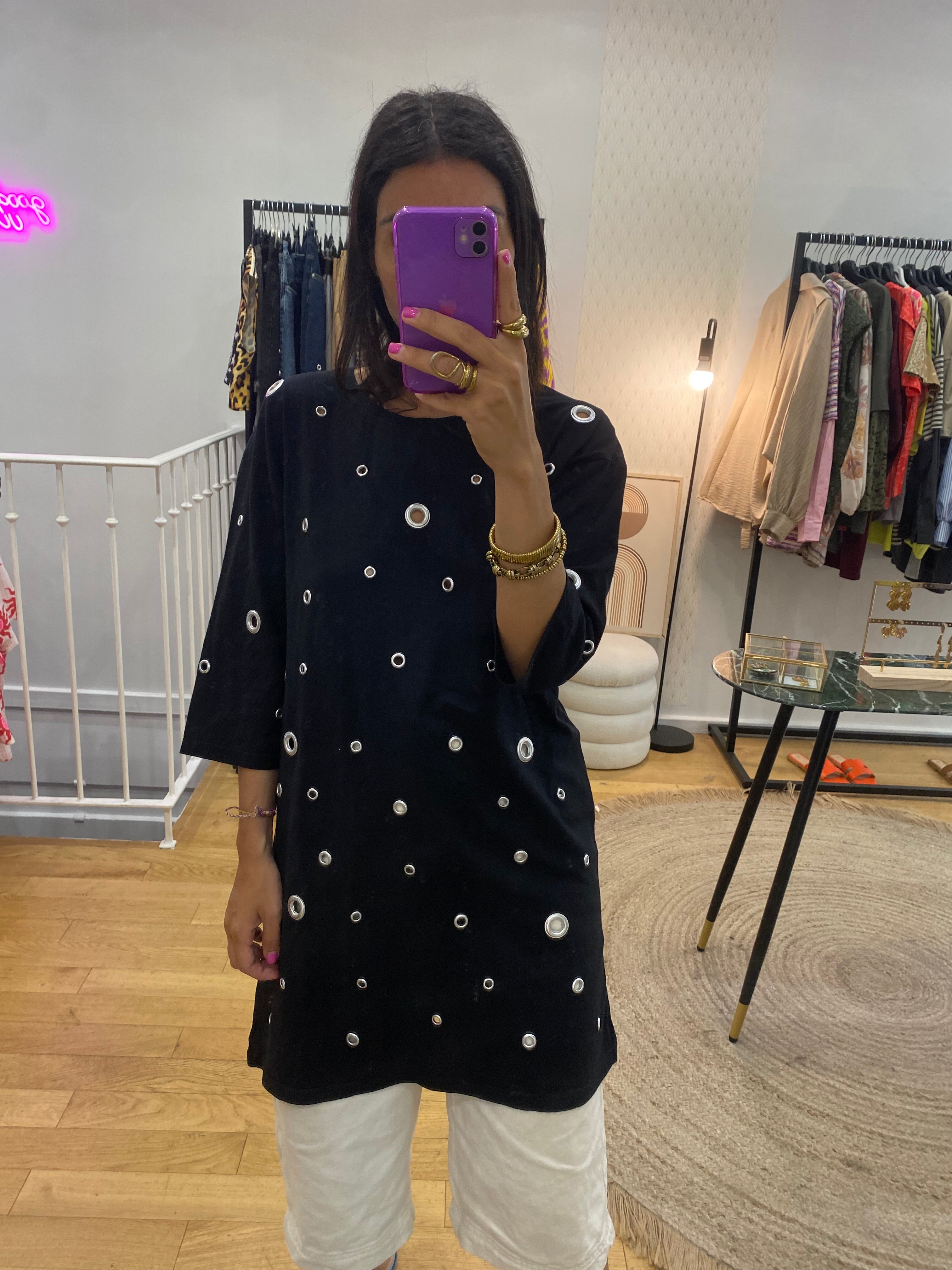 Robe T-shirt « joey » oeillet noir