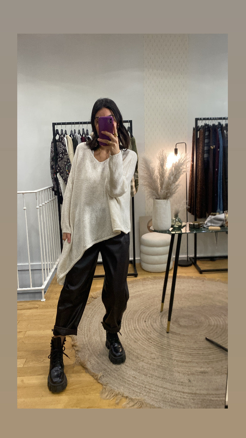 Pull « sima » asymétrique écru