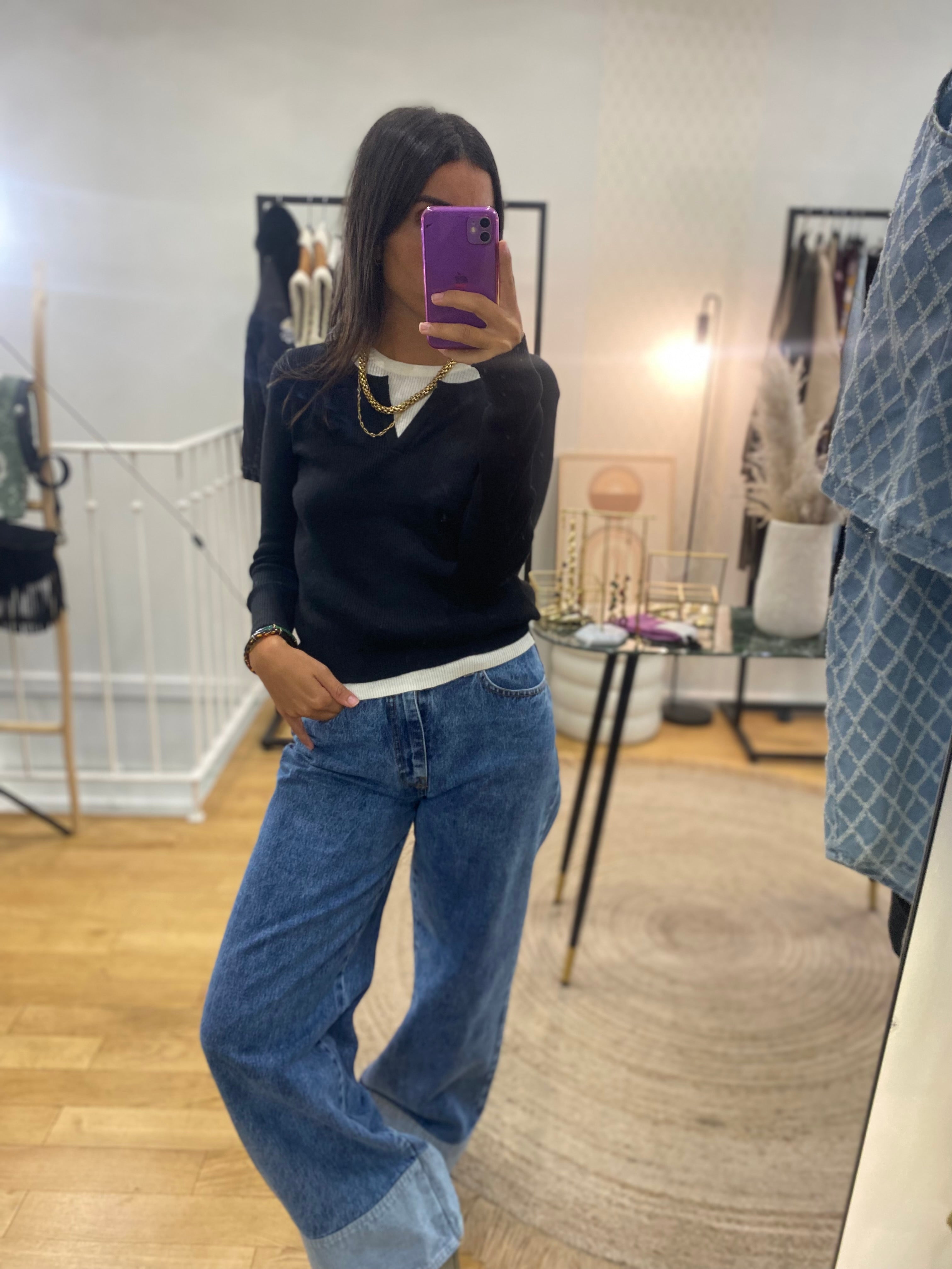 Top doublé « Jill » noir