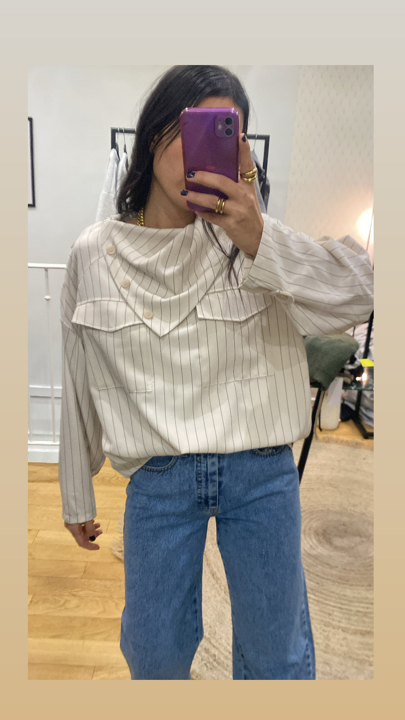 Top « Sinaï » rayé ecrue