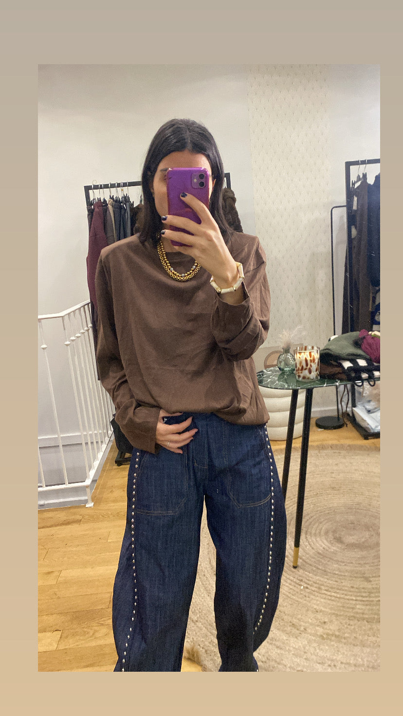 T-shirt épaulette marron