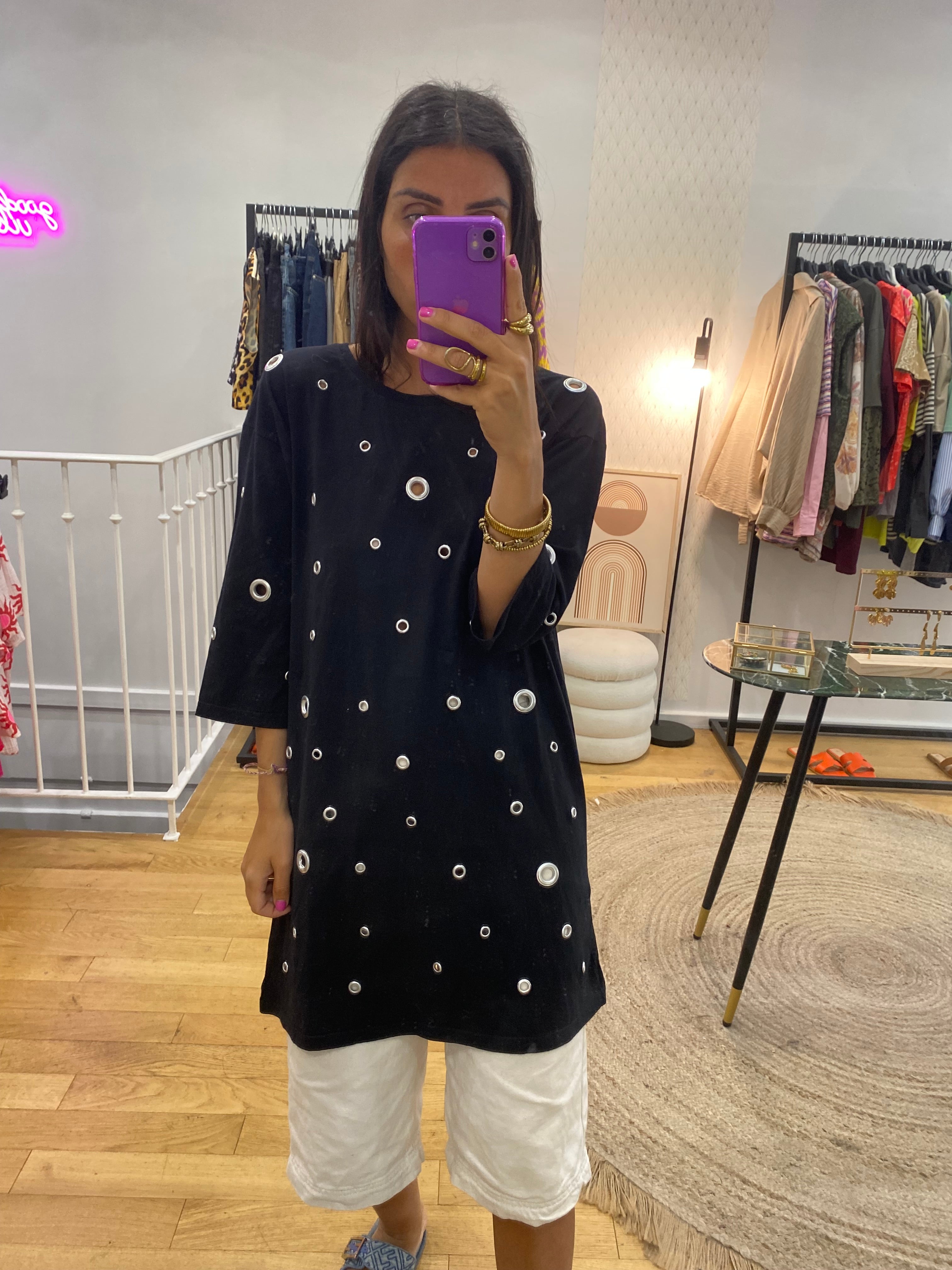 Robe T-shirt « joey » oeillet noir