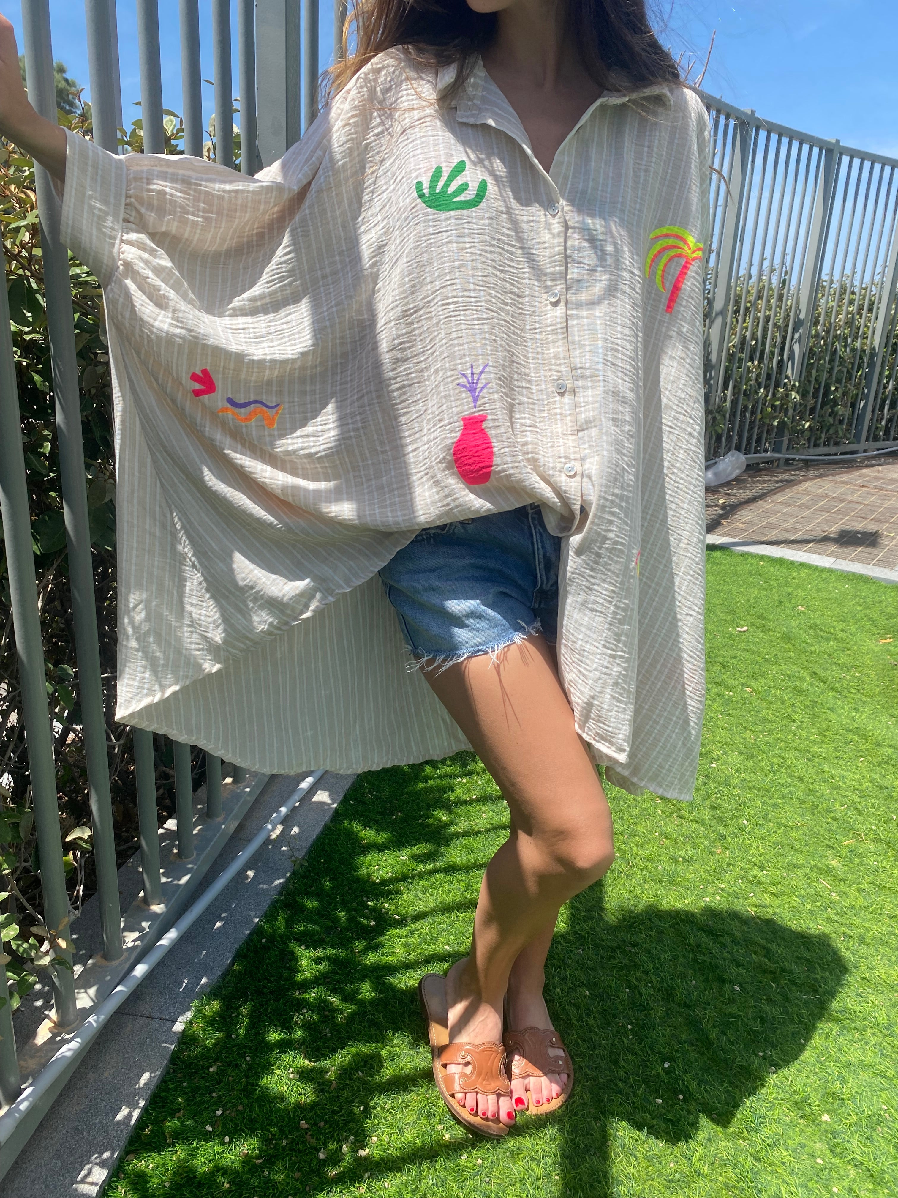 Robe Chemise robe « Jill » rayé écru