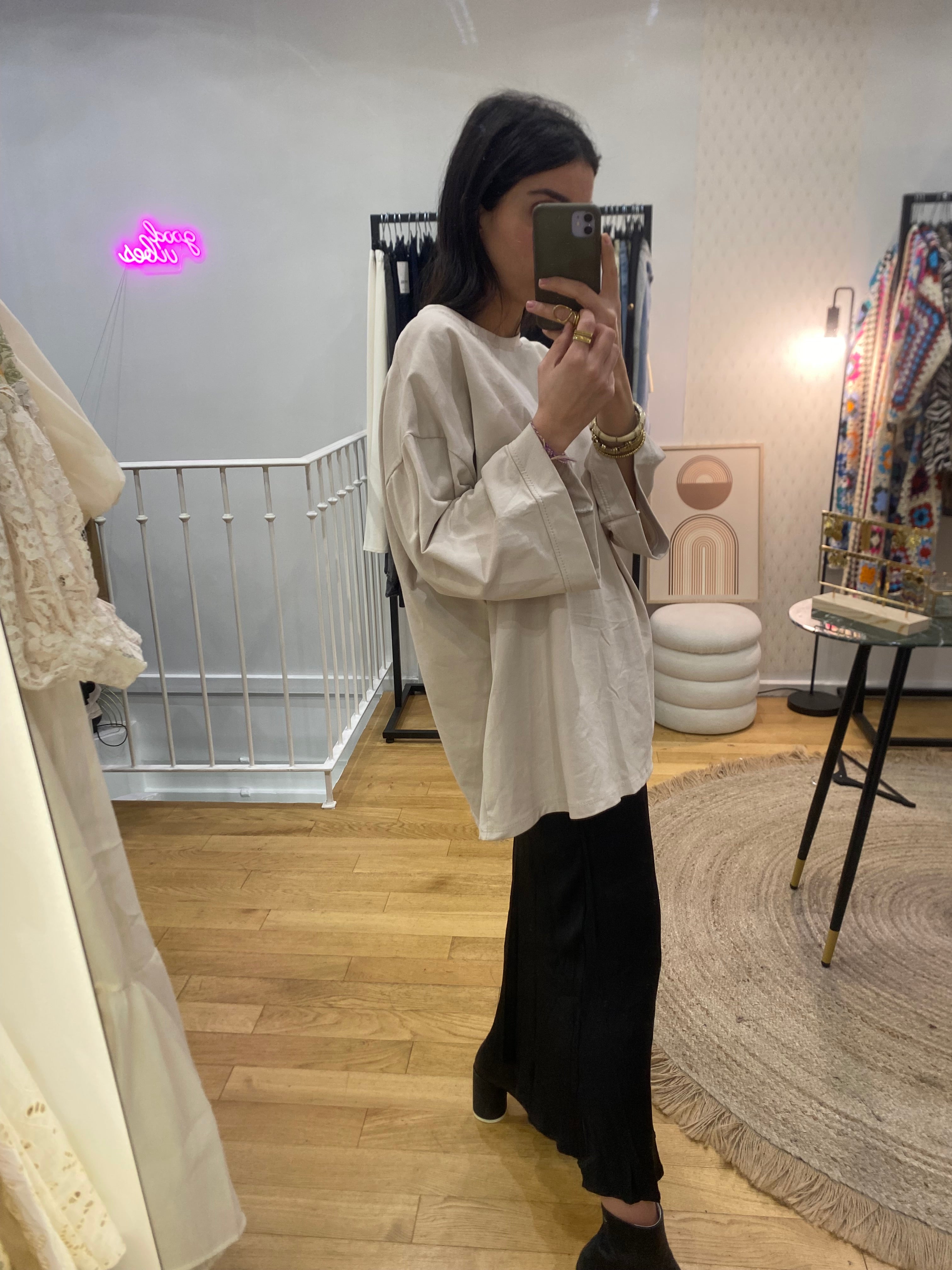T-shirt manche 3/4 beige
