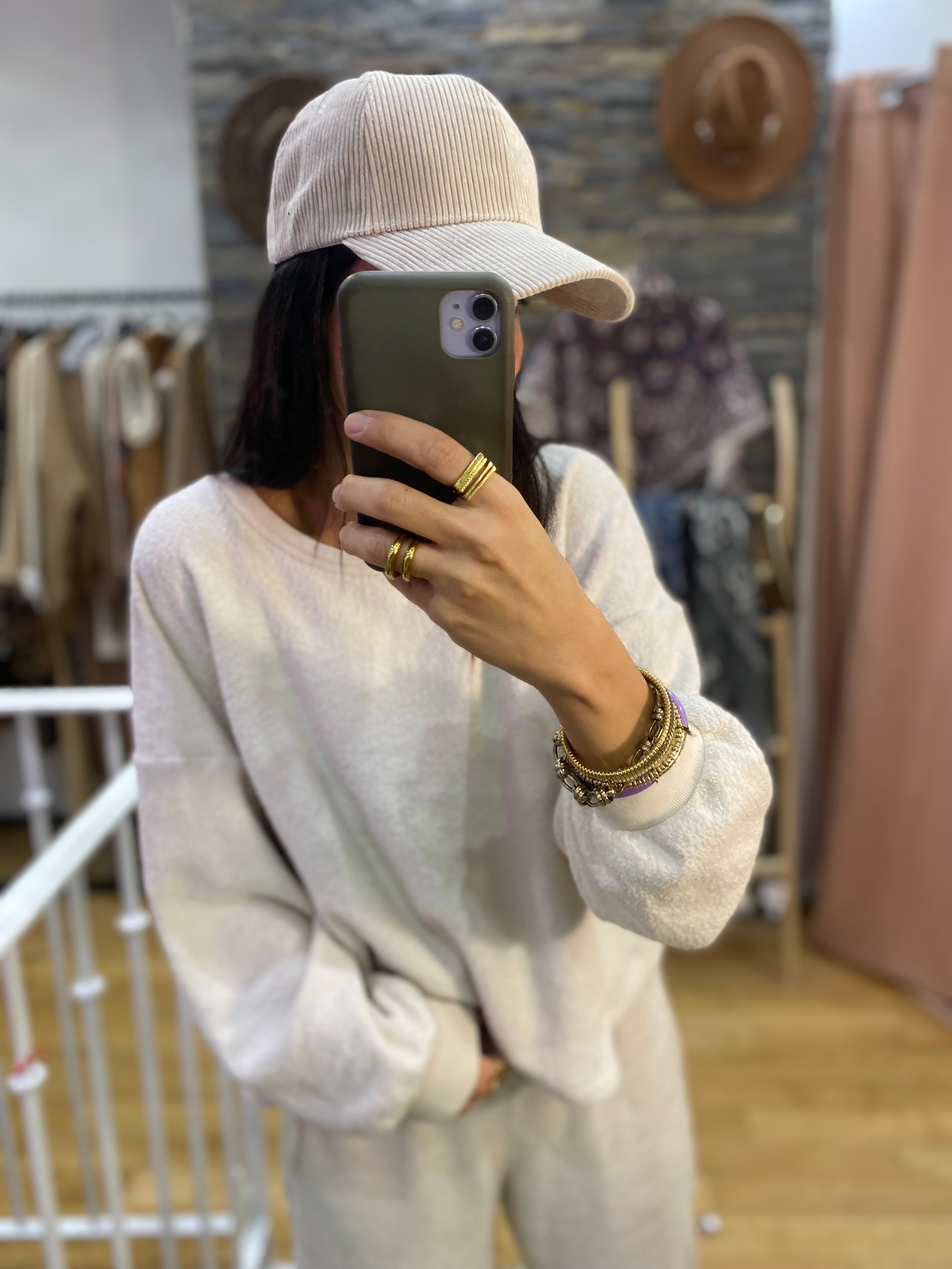 Casquette velours beige