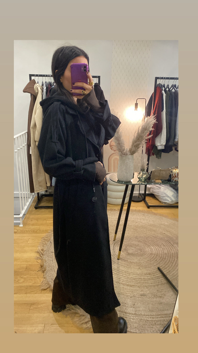Manteau « Caro » capuche noir