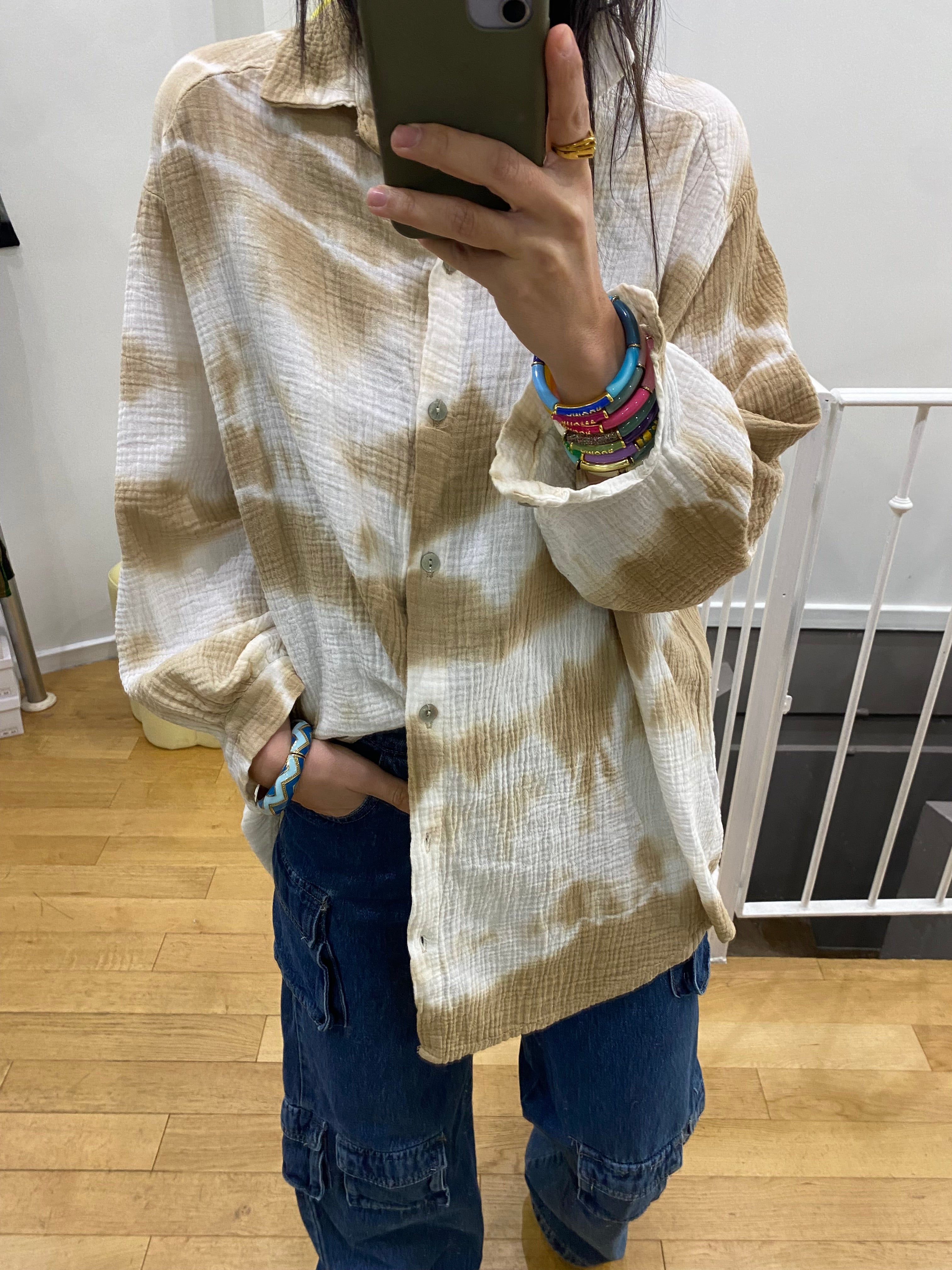 Chemise tie and dye « Elize » camel