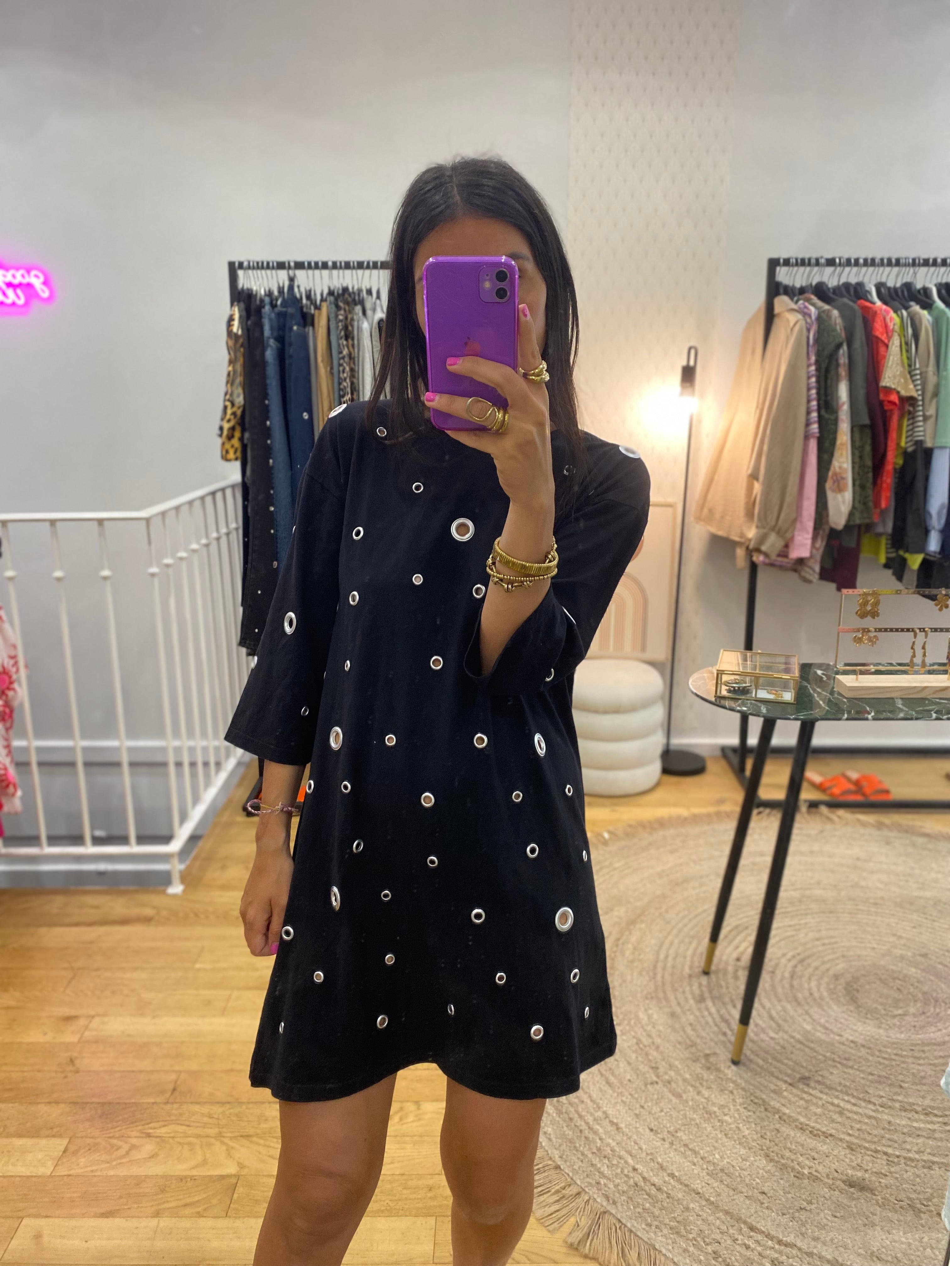 Robe T-shirt « joey » oeillet noir