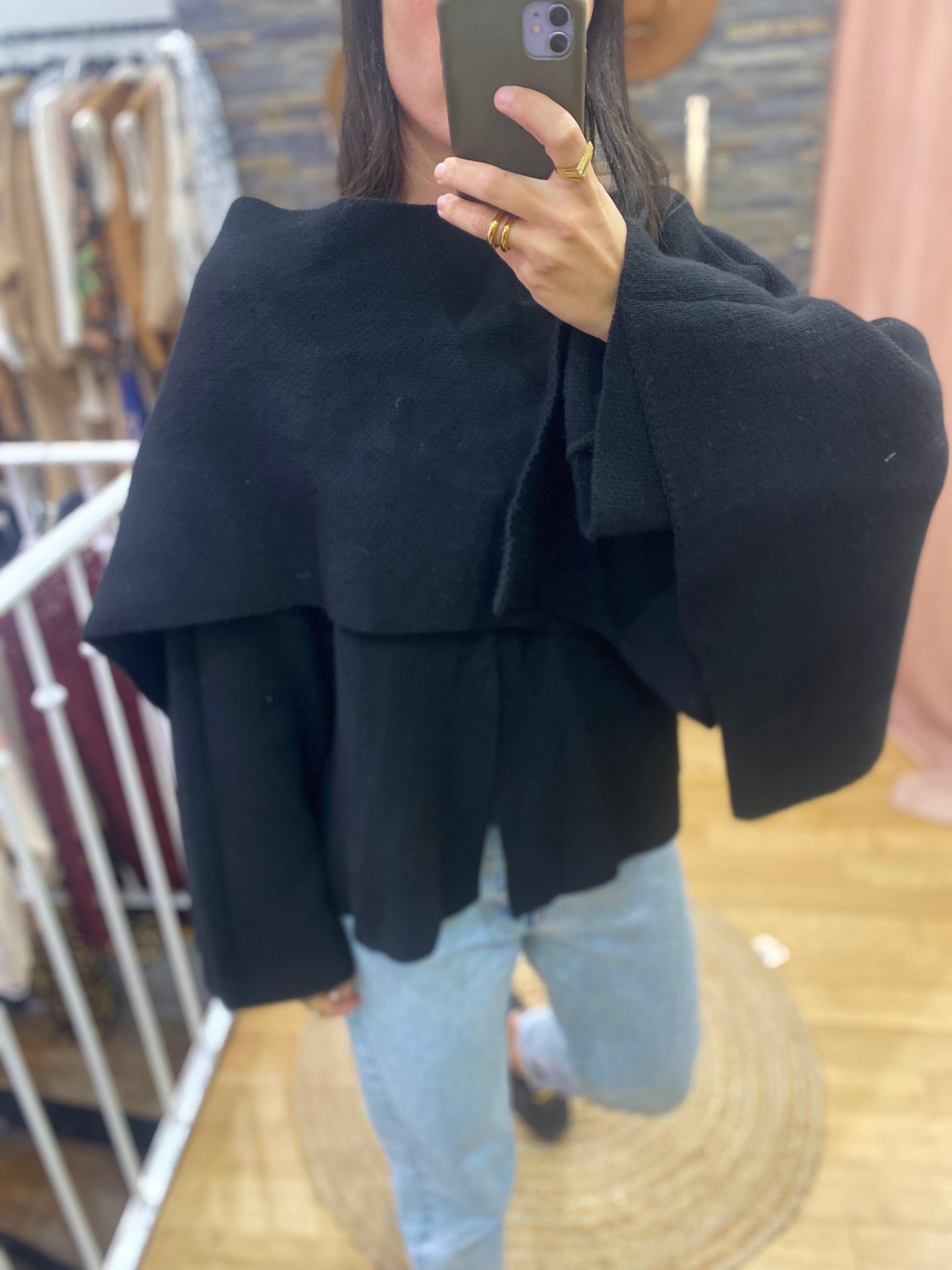 Gilet écharpe « Mila » noir