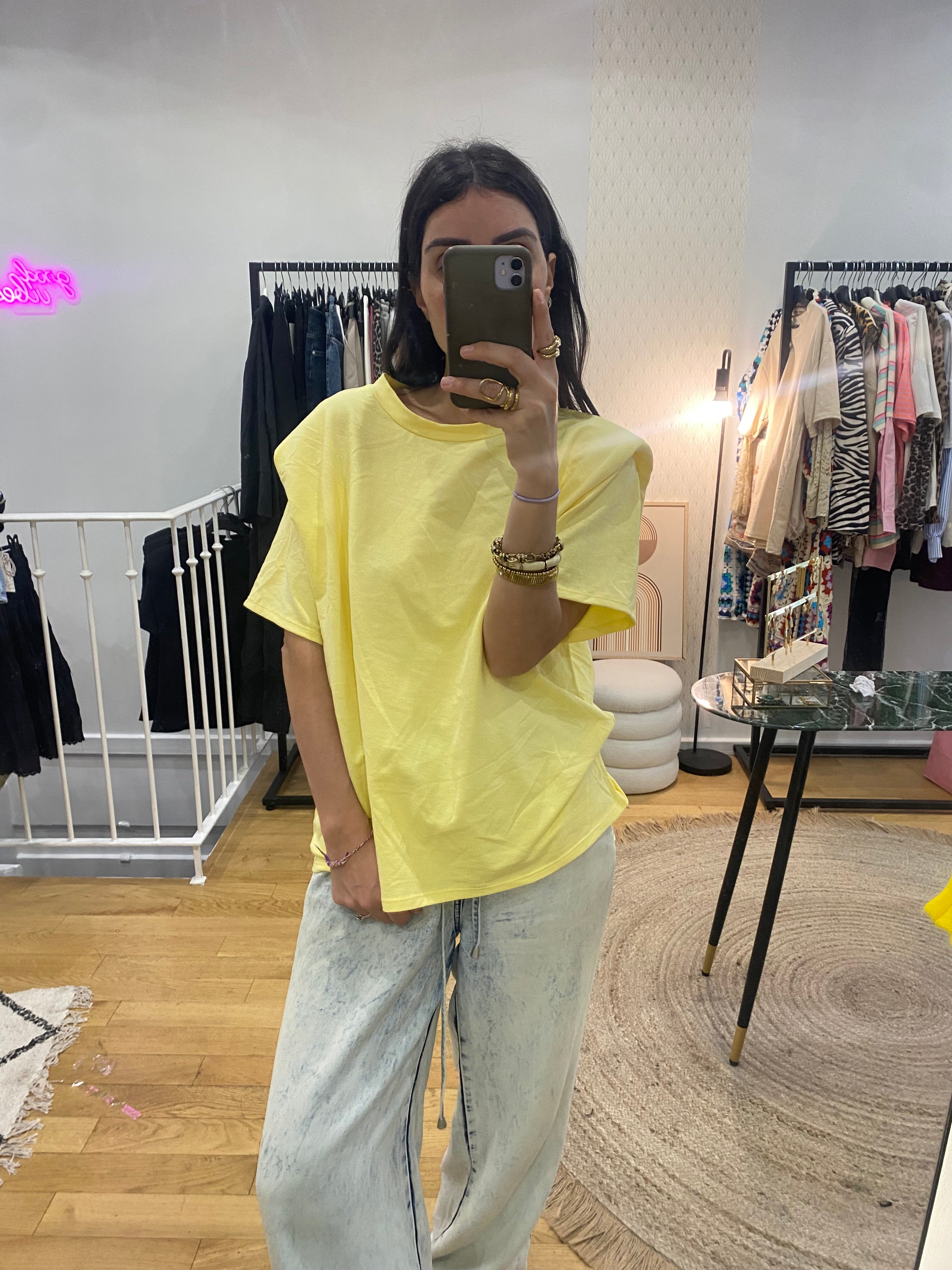T-shirt épaulette jaune