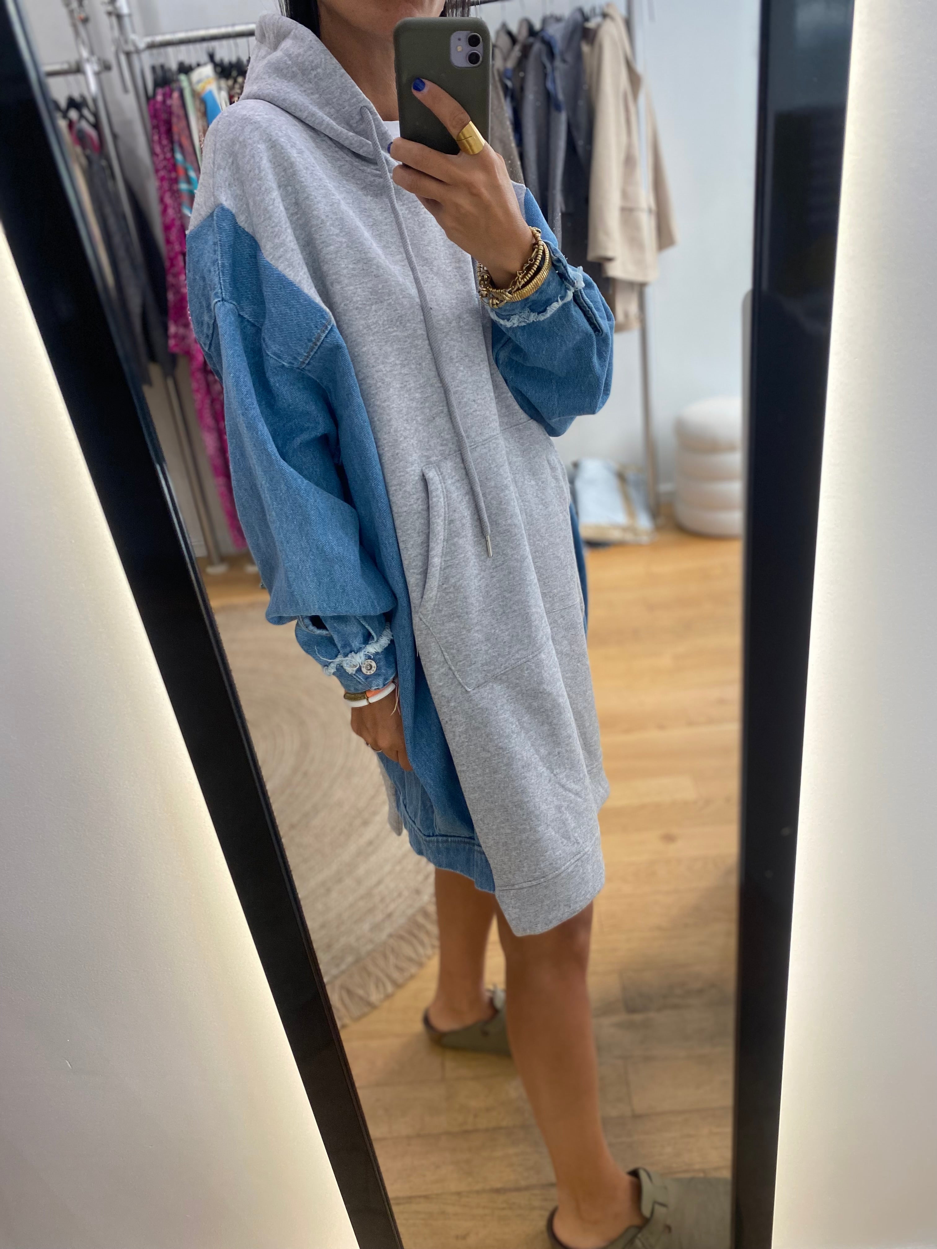 Robe sweat bi matière grise