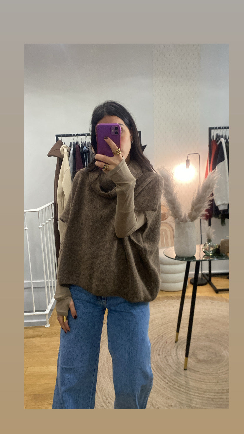 Top mitaine « Carole » taupe